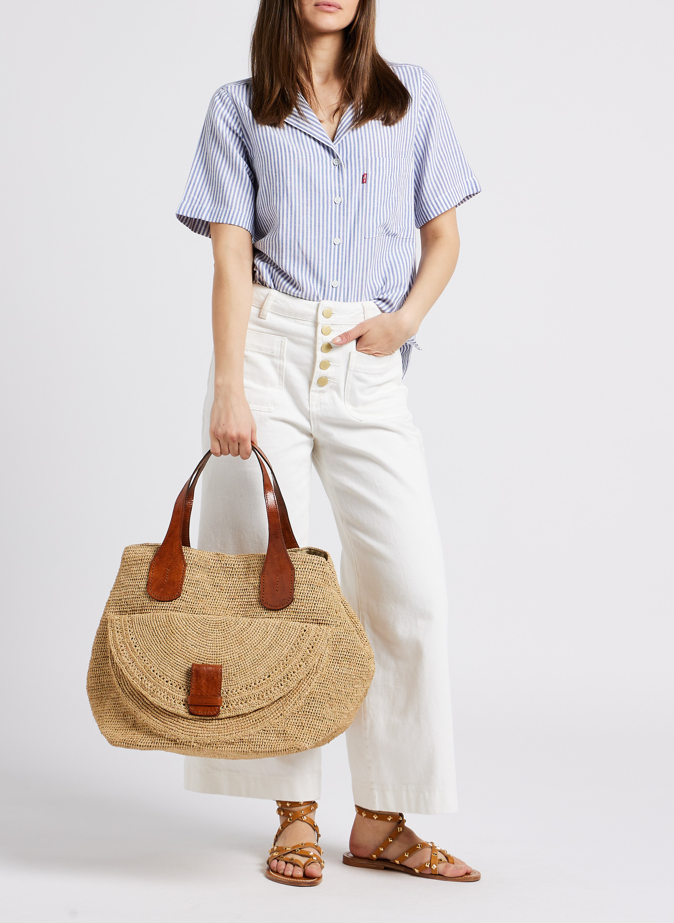 Raffia tote bag IBELIV Beige