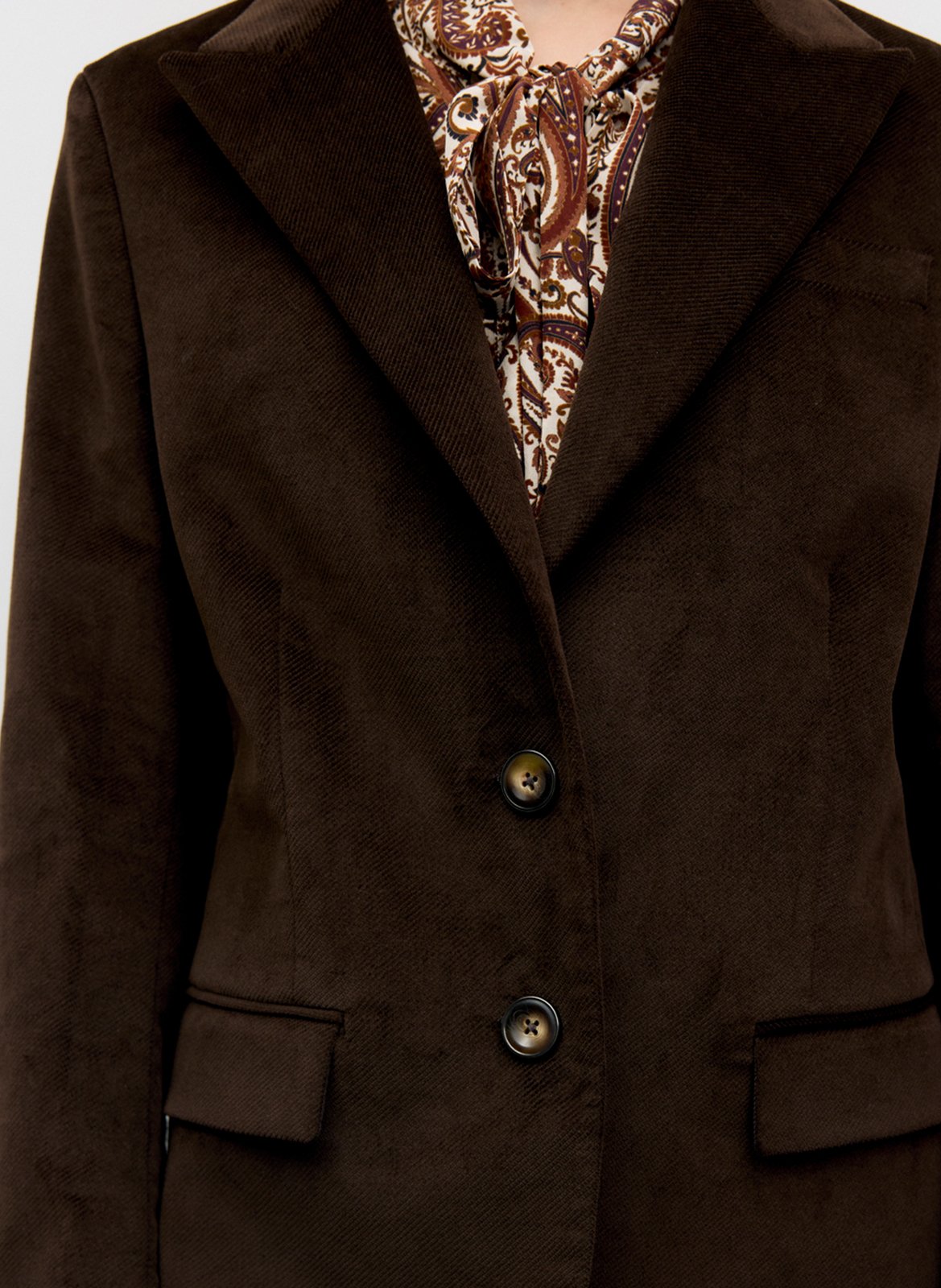 Solid velvet straight blazer. GERARD DAREL Brown