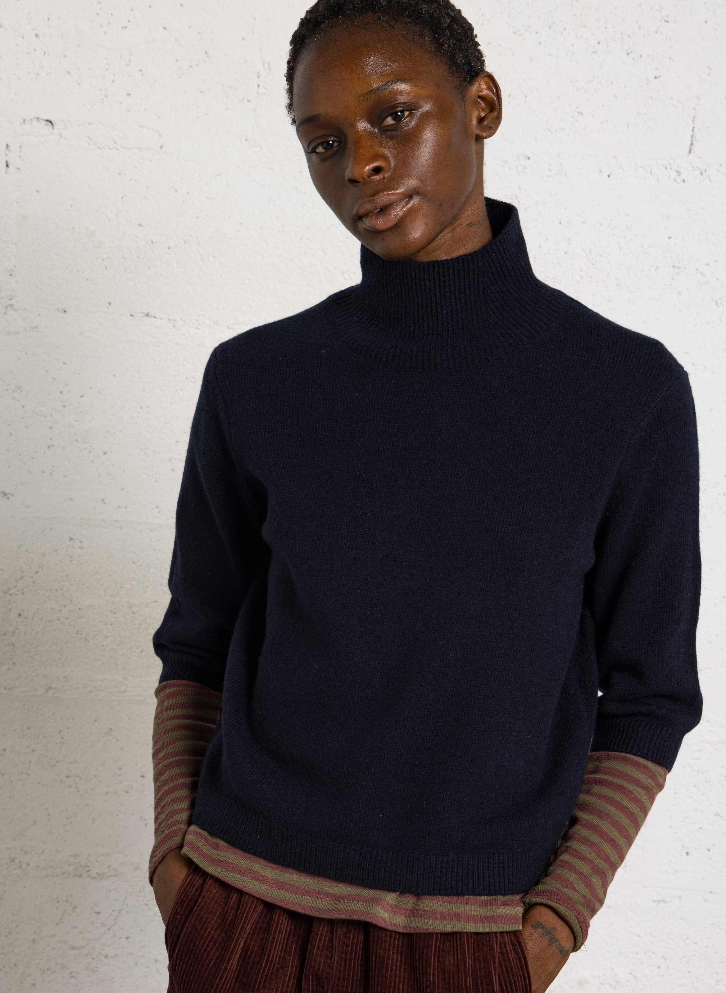 Wollmix-Pullover mit Stehkragen JC SOPHIE Blau