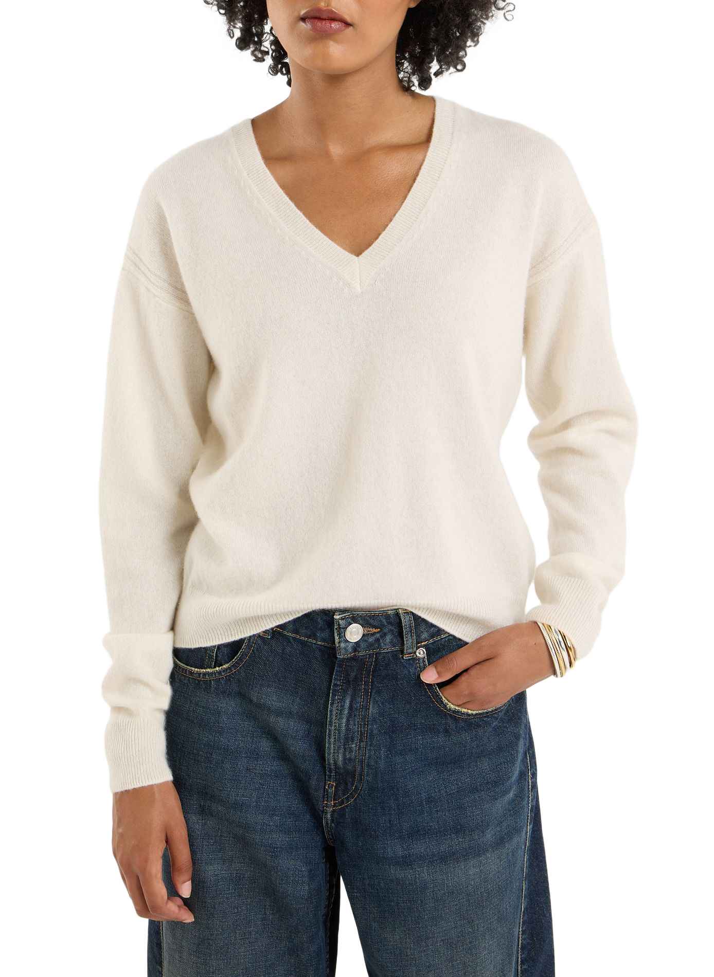 Cashmere straight round neck sweater by sevene SAISON 1865 Beige