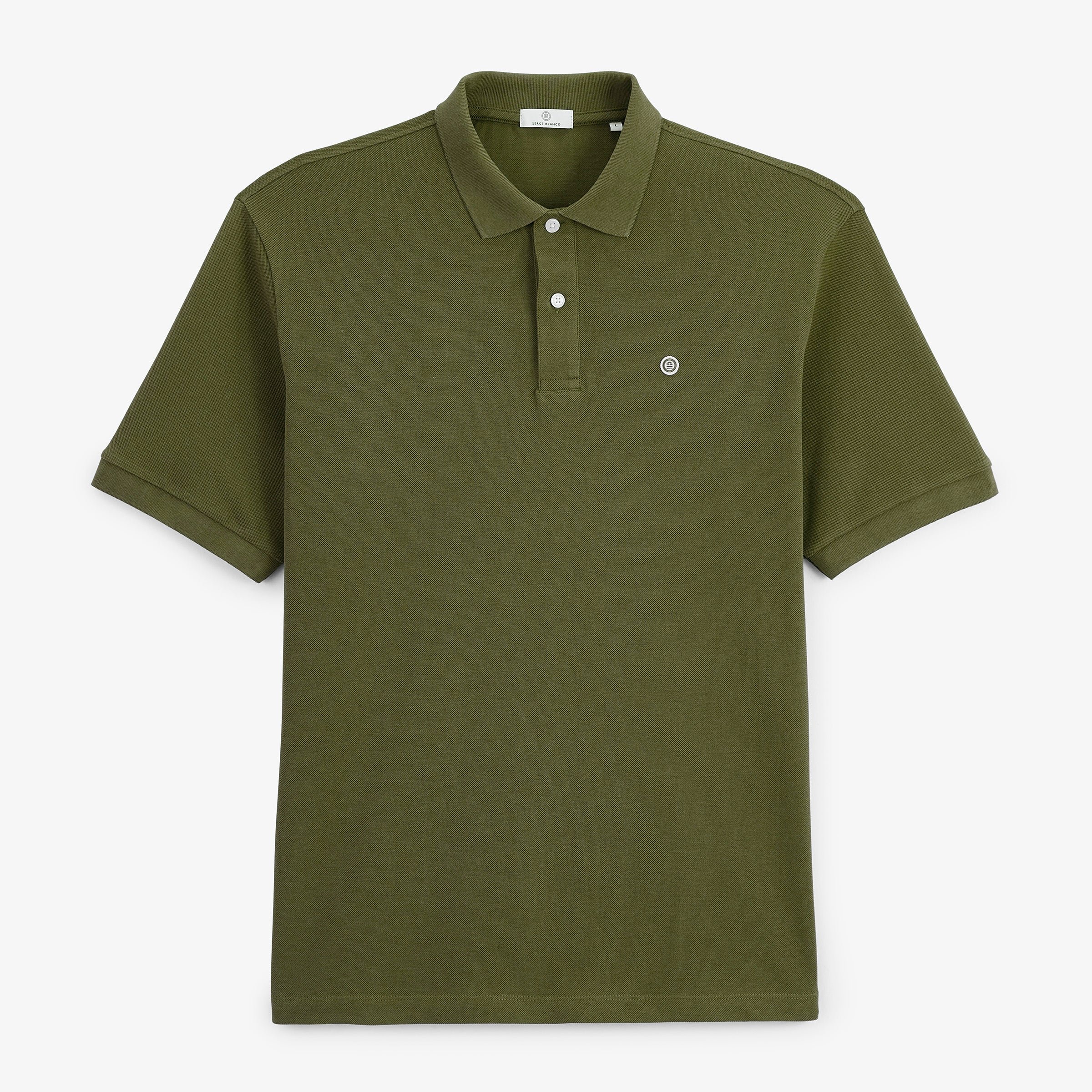 Short-sleeved military green cotton piqué polo. SERGE BLANCO Green