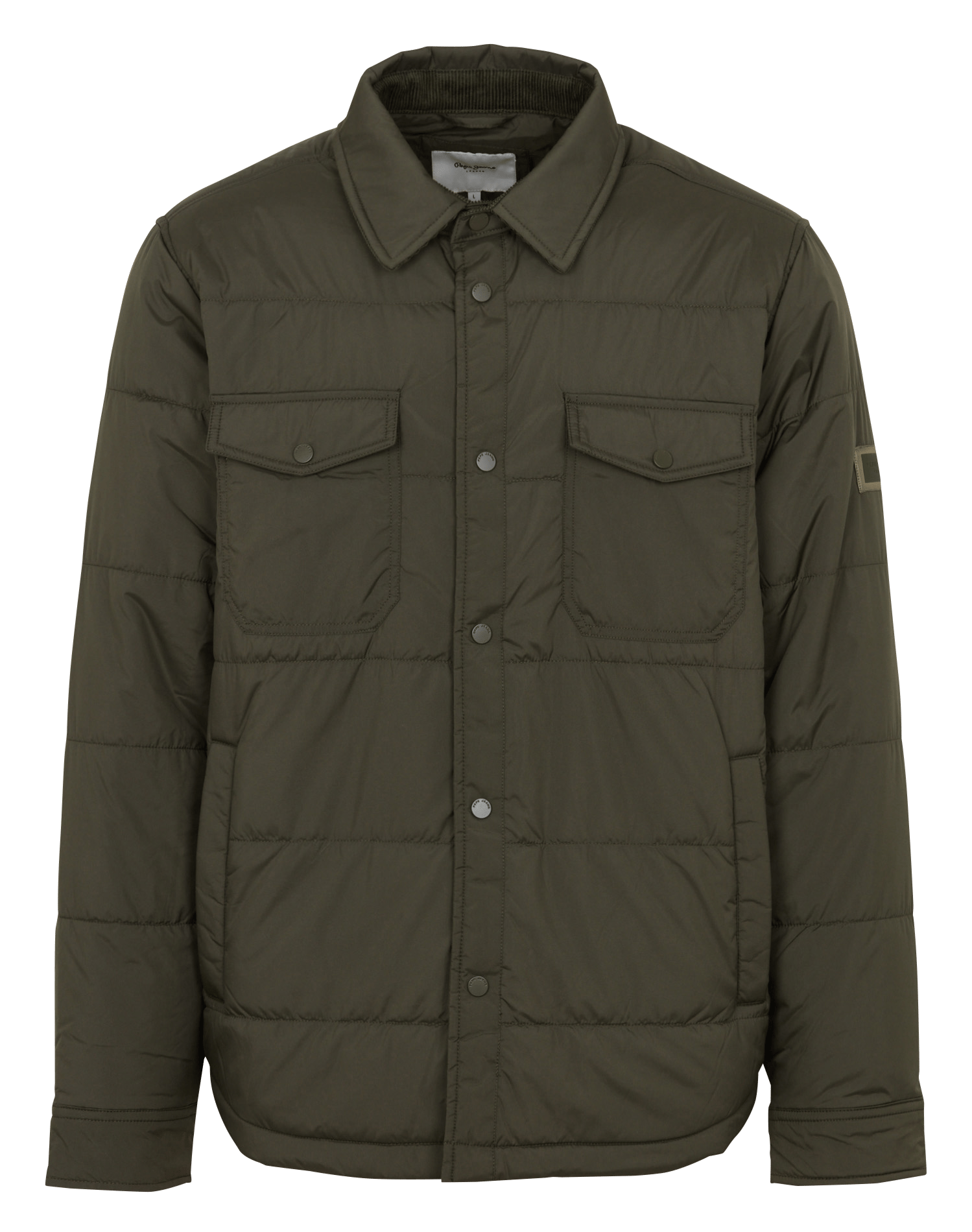 Quilted classic collar straight jacket PEPE JEANS Green