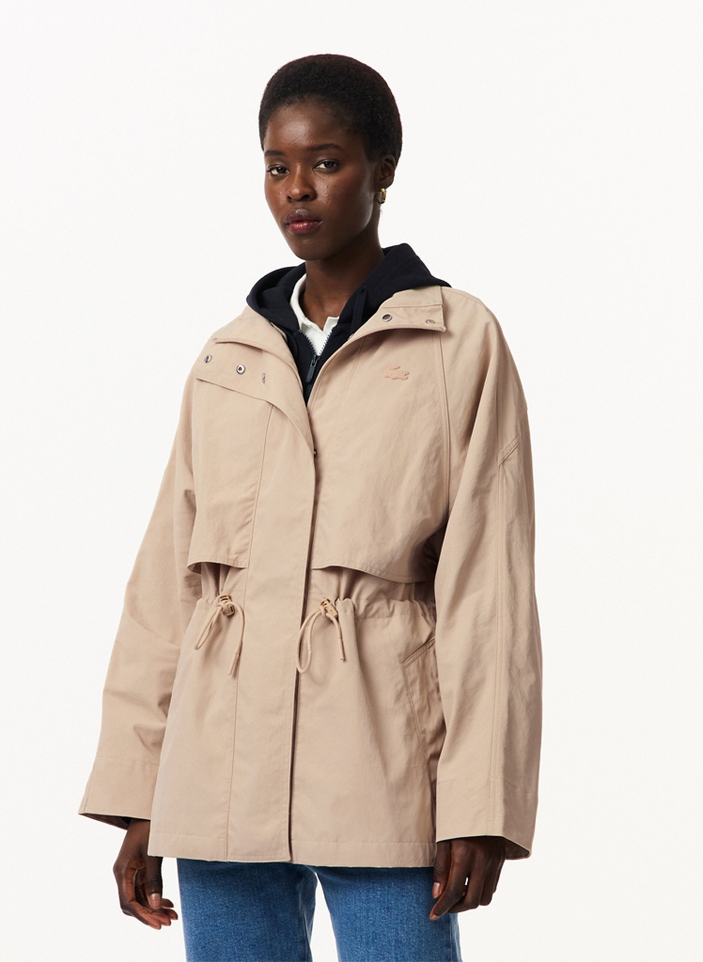 Gerader Parka mit Stehkragen, wasserabweisend. LACOSTE Braun