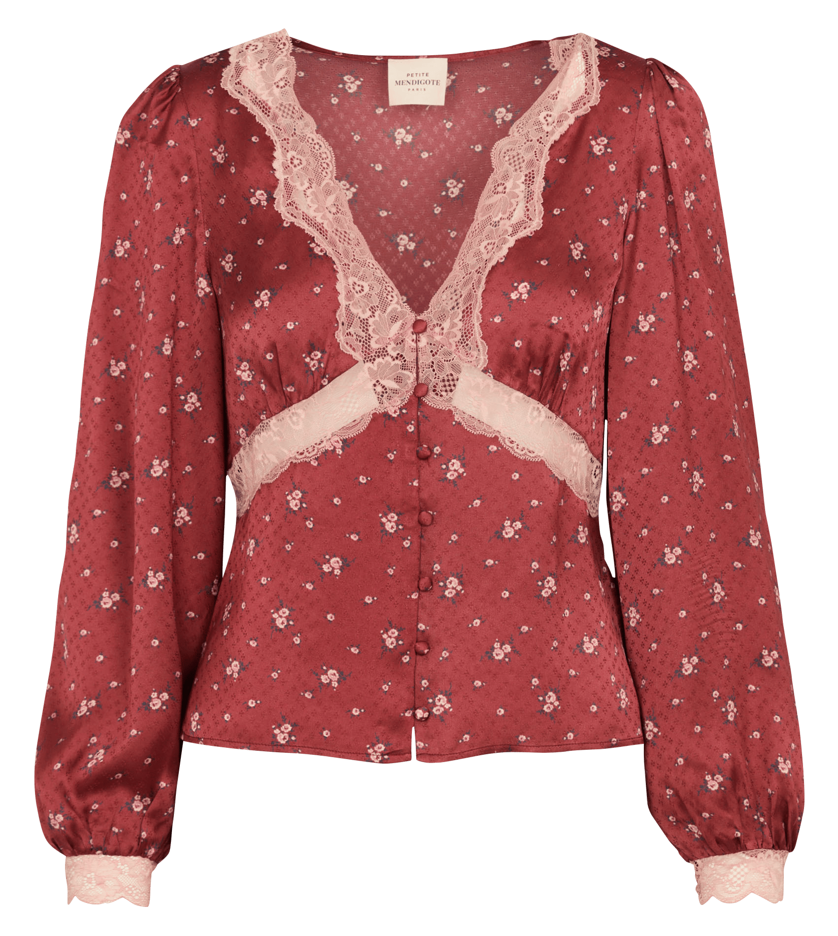Bluse mit V-Ausschnitt und Spitzenmuster PETITE MENDIGOTE Orange