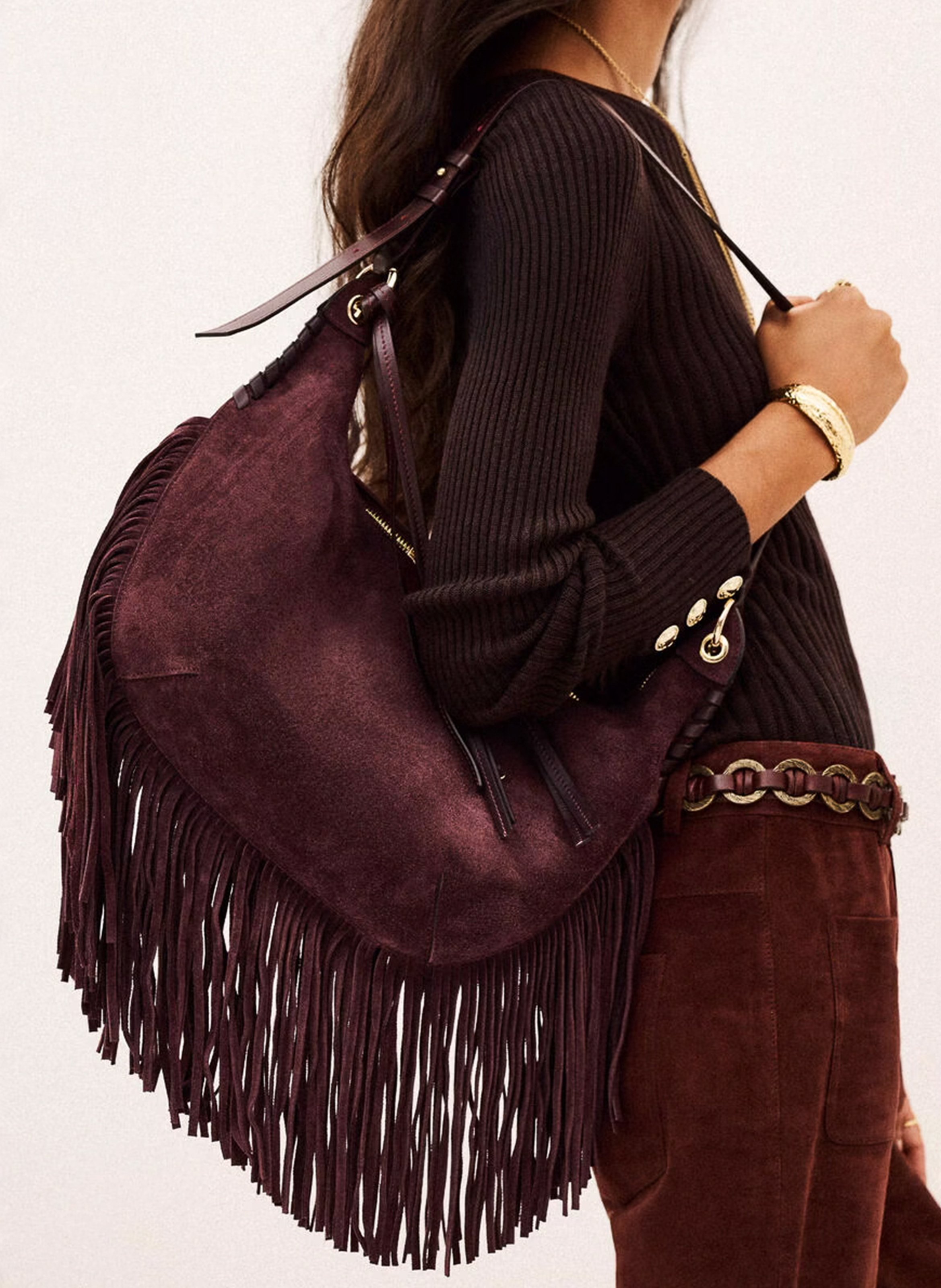 Hobo shoulder bag in leather BA&SH Plums