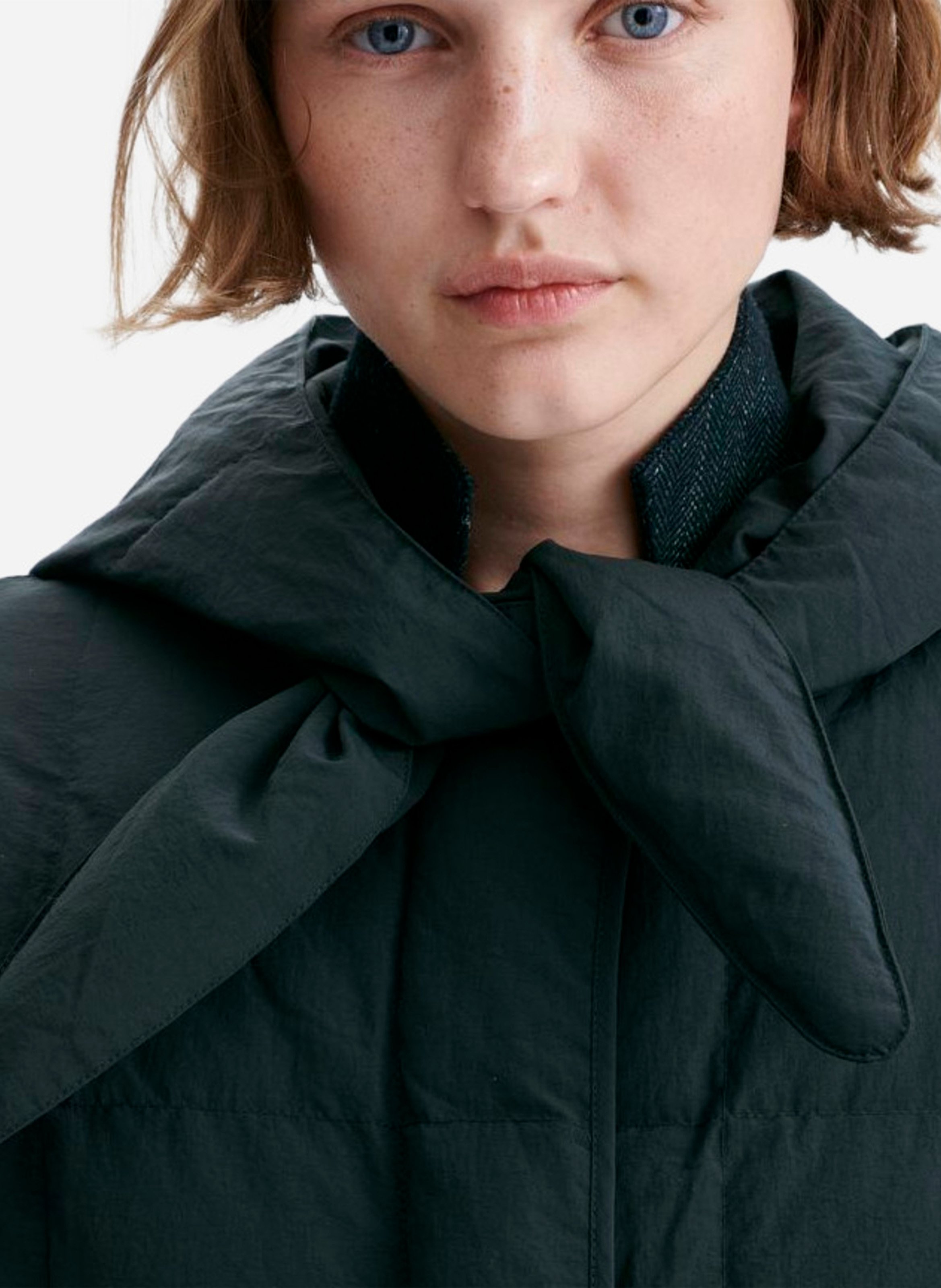 Plain long hooded puffer jacket VANESSA BRUNO Green