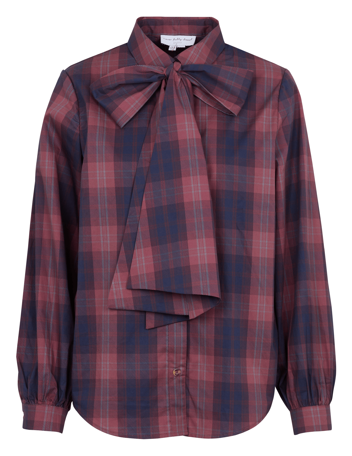 Loose-Fitting Checked Lavallière-Collar Shirt NEVER FULLY DRESSED Purple