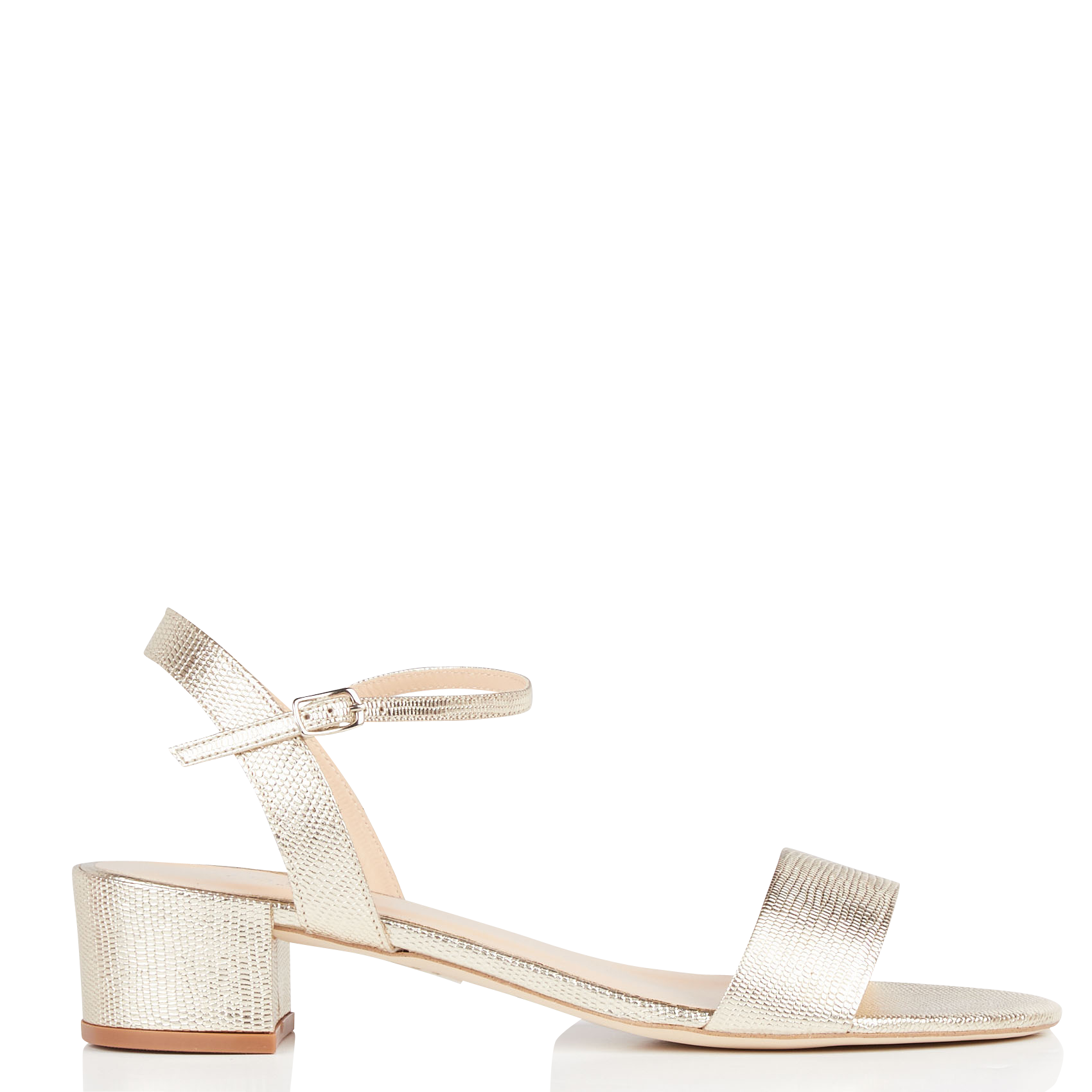Reptile-effect low heel leather sandals JONAK Golden