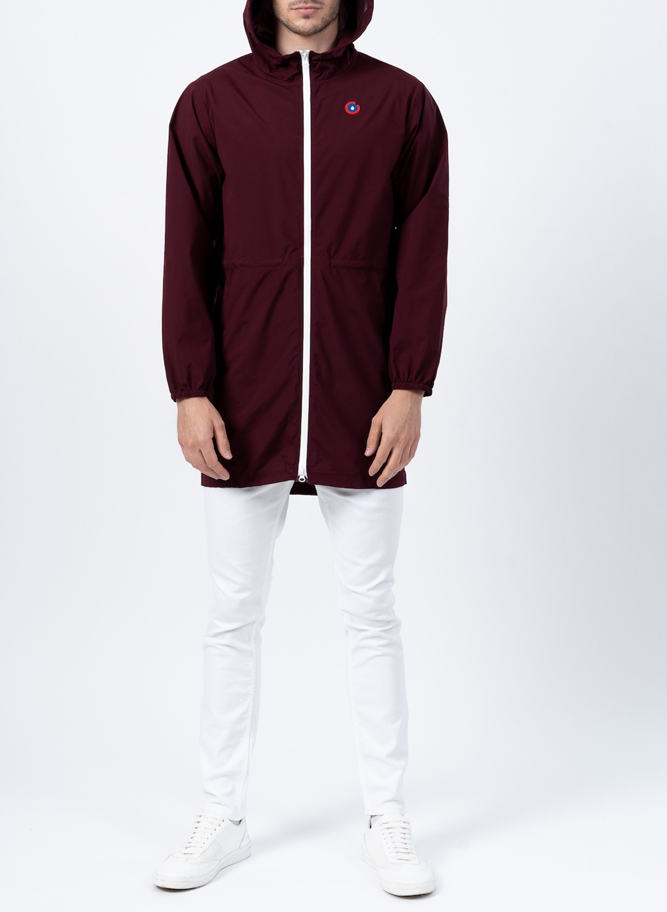 Langer faltbarer Regenmantel mit Kapuze FLOTTE Rot