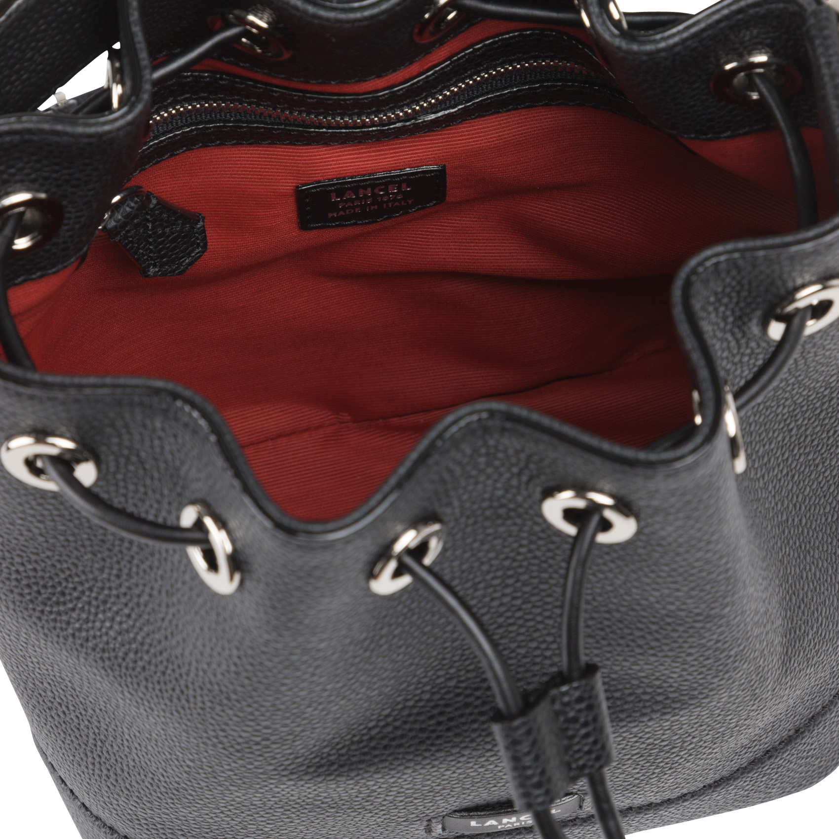 Grained leather bucket bag LANCEL Black