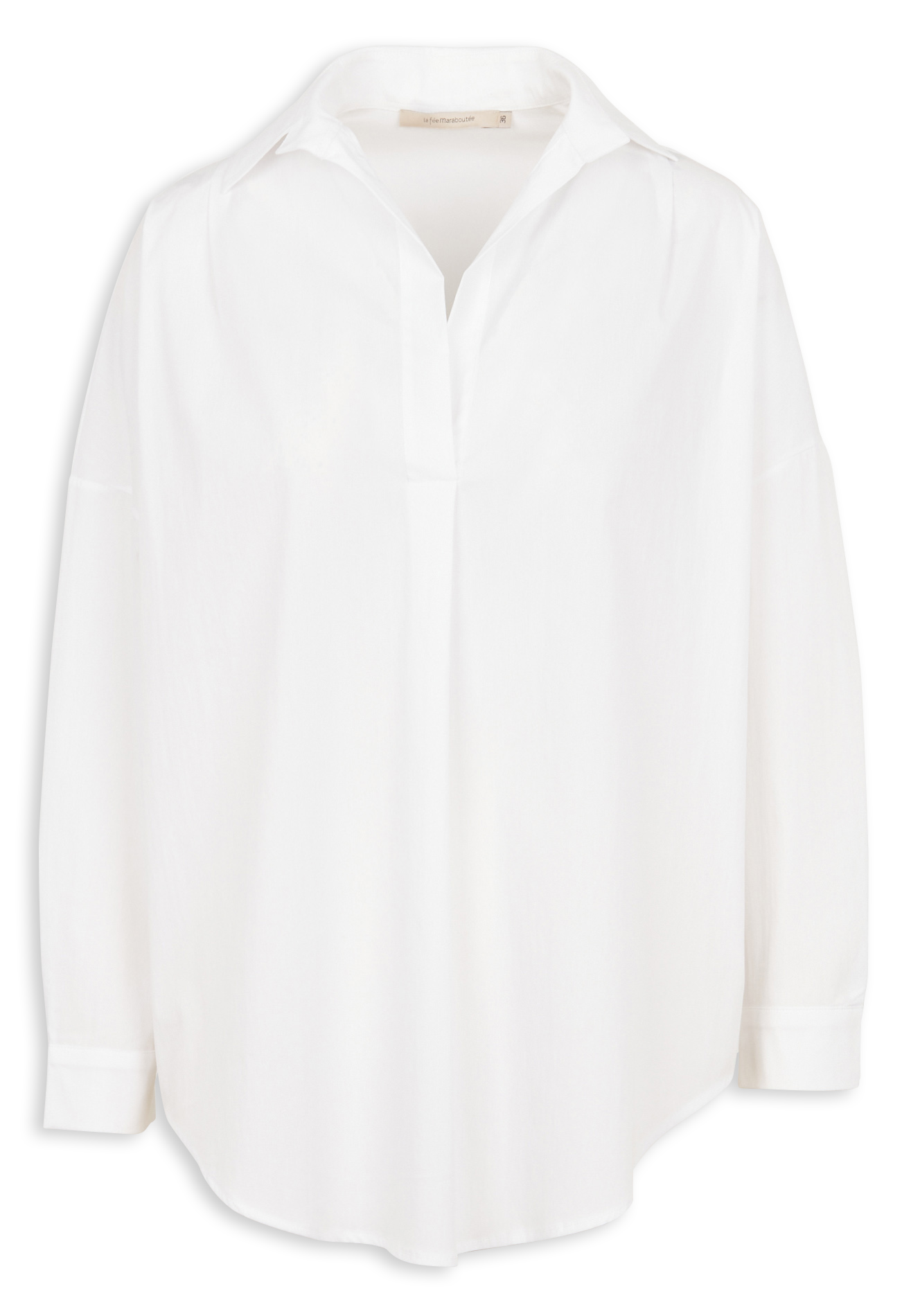 Blouse ample col chemise en coton mélangé  LA FEE MARABOUTEE Blanc
