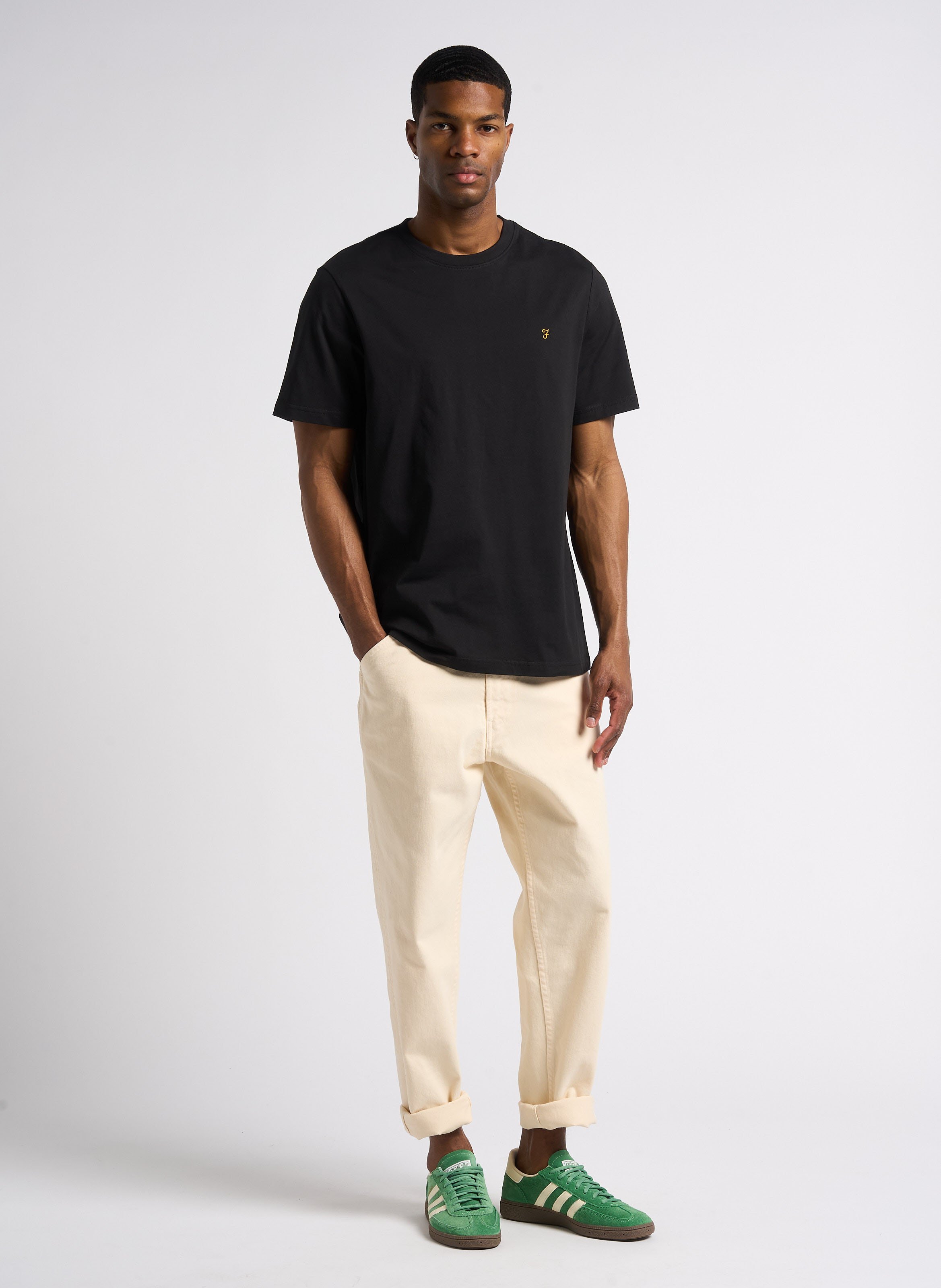 Tee-shirt col rond en coton bio FARAH Noir