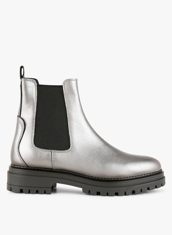 Chelsea Boots aus Leder in Silber