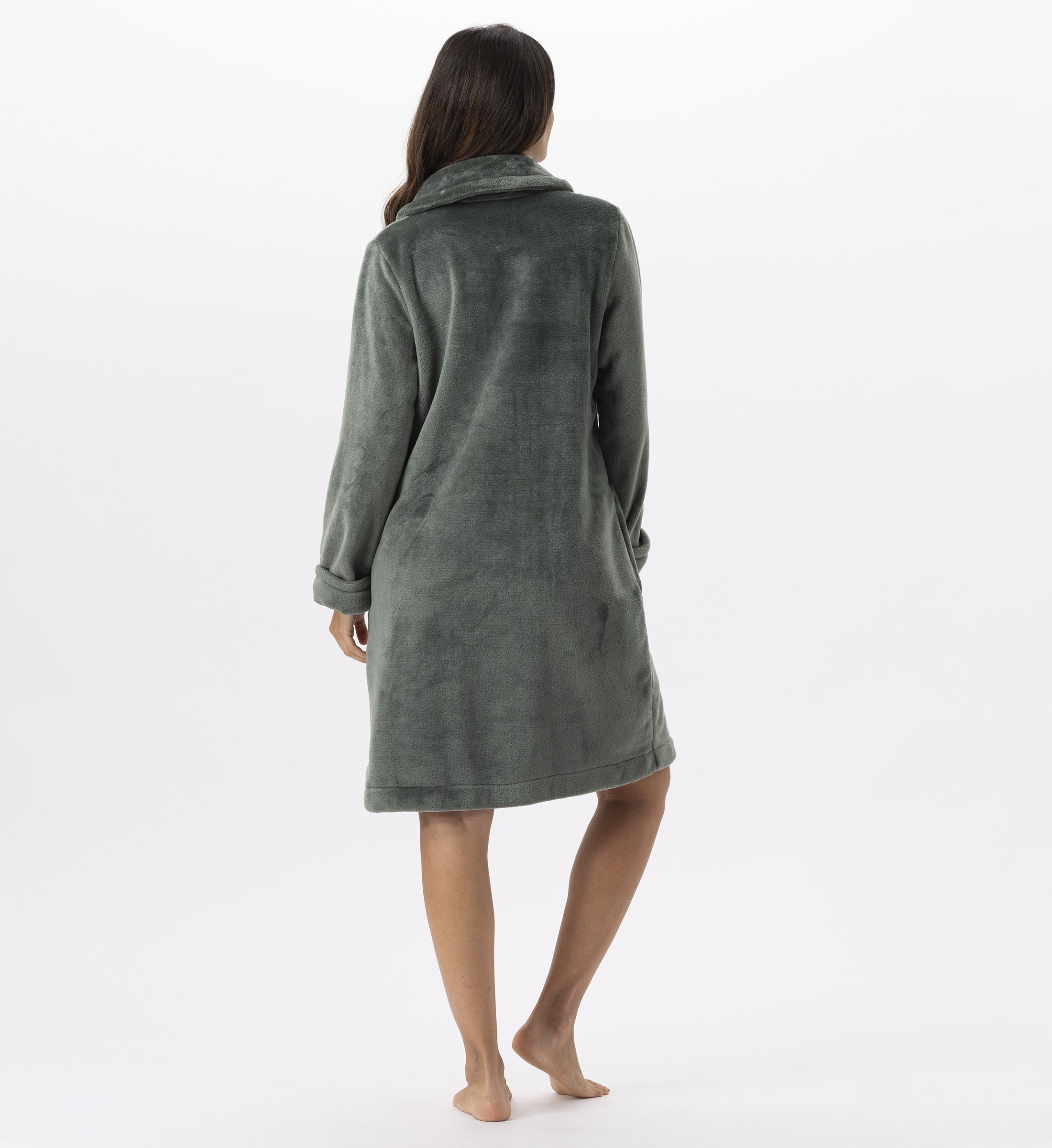 Zippered Plush Flannel Robe LE CHAT Green