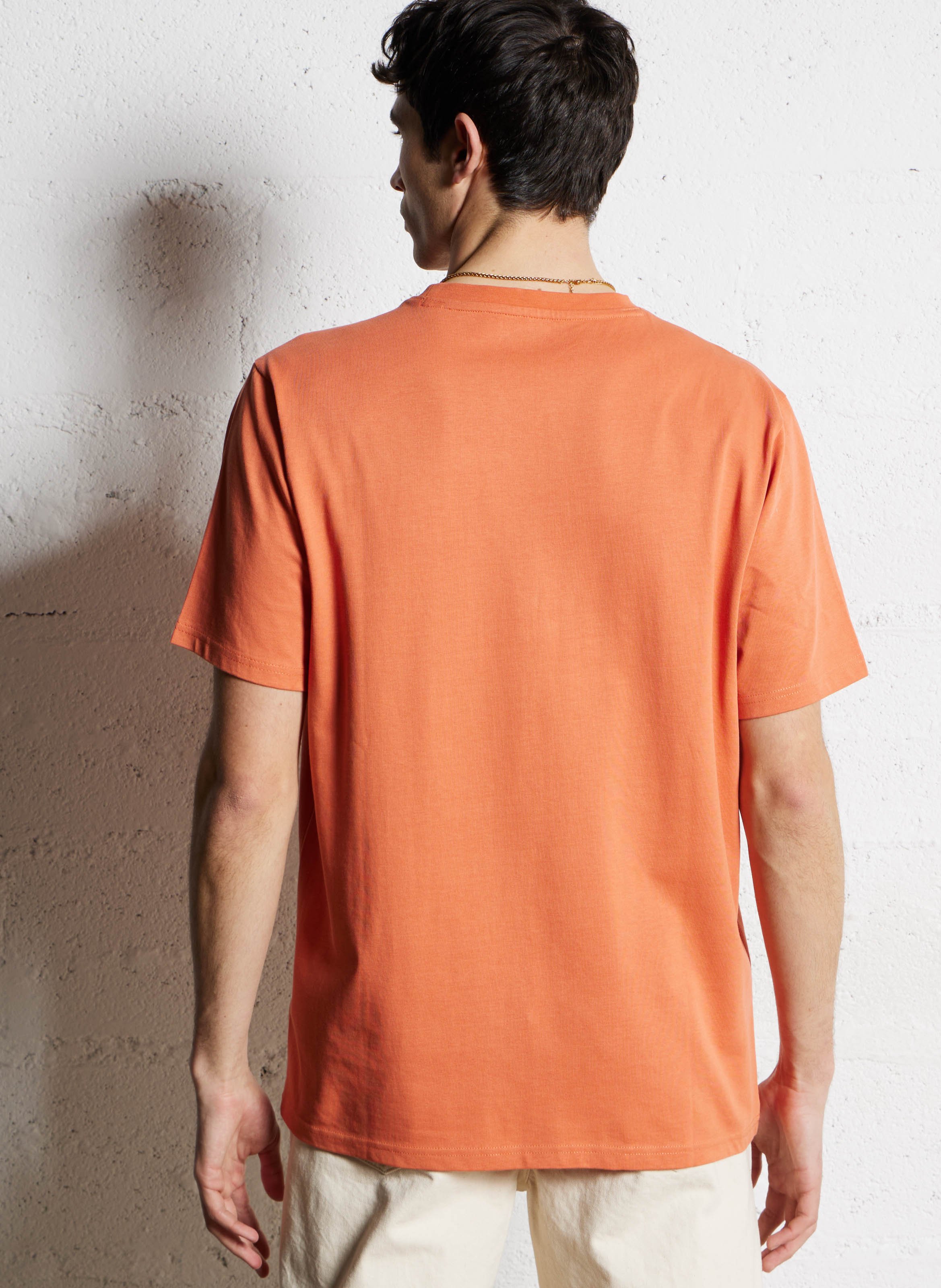 Tee-shirt droit col rond en coton bio KNOWLEDGE COTTON APPAREL Orange