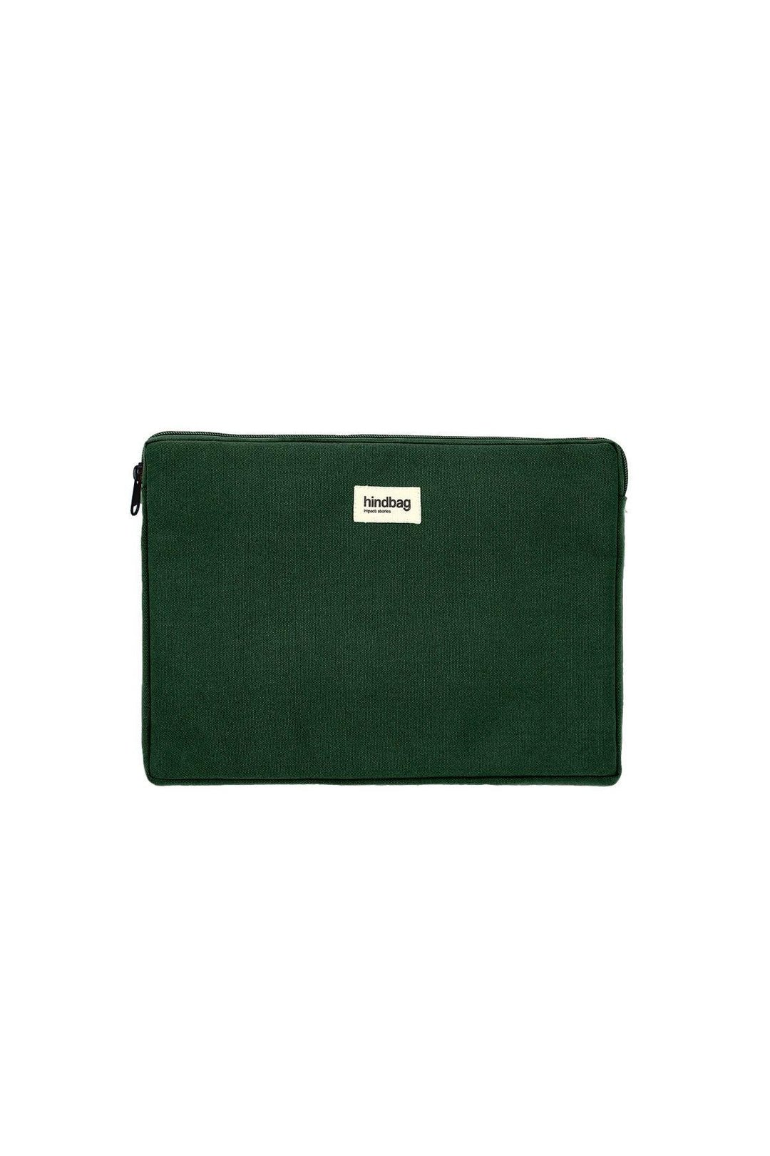Computer sleeve in recycled wool with shock-absorbent foam HINDBAG Green