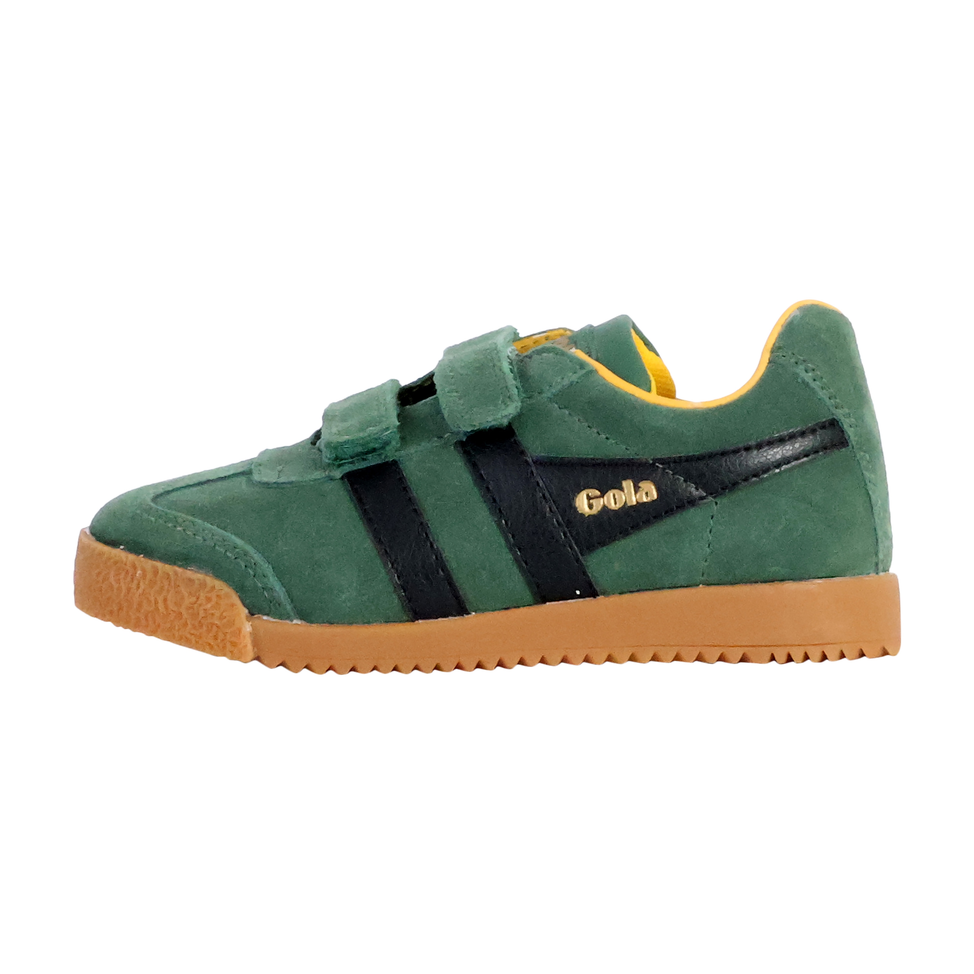 Children's leather sneakers with barrier strap Green