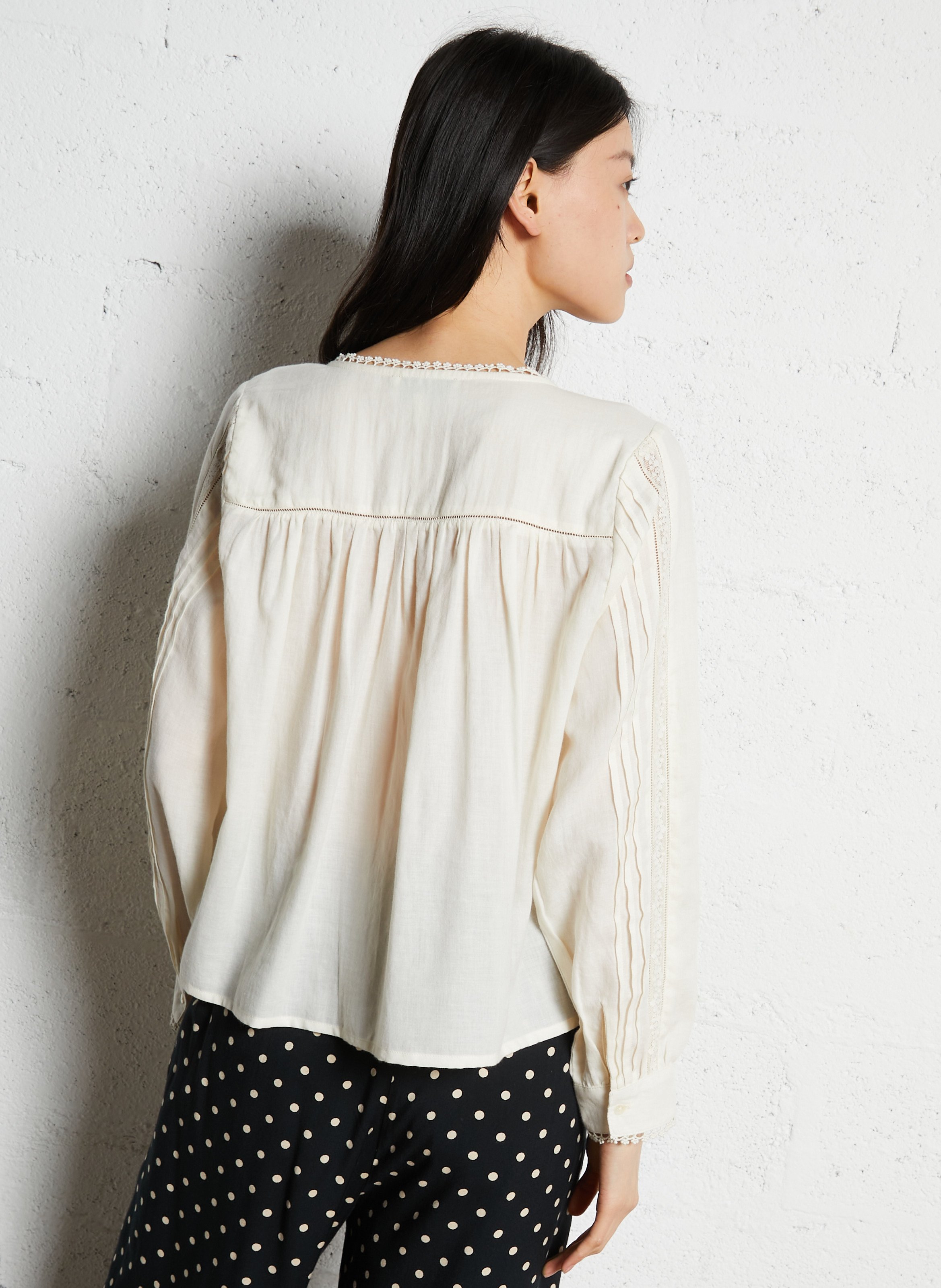 Rundhalsausschnitt-Bluse aus Baumwolle EMILE ET IDA Beige