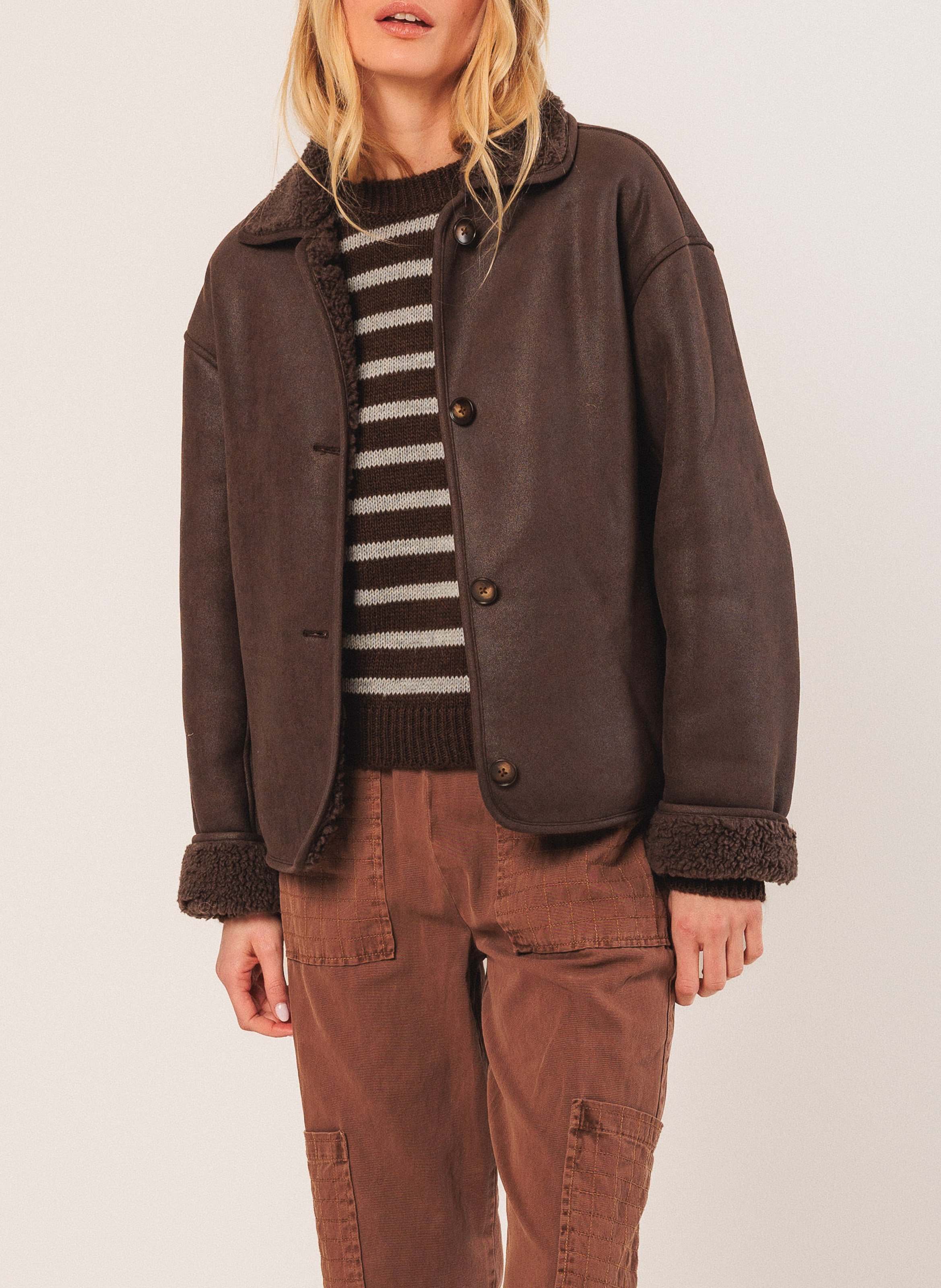 Mantel mit klassischem Kragen INDI & COLD Braun