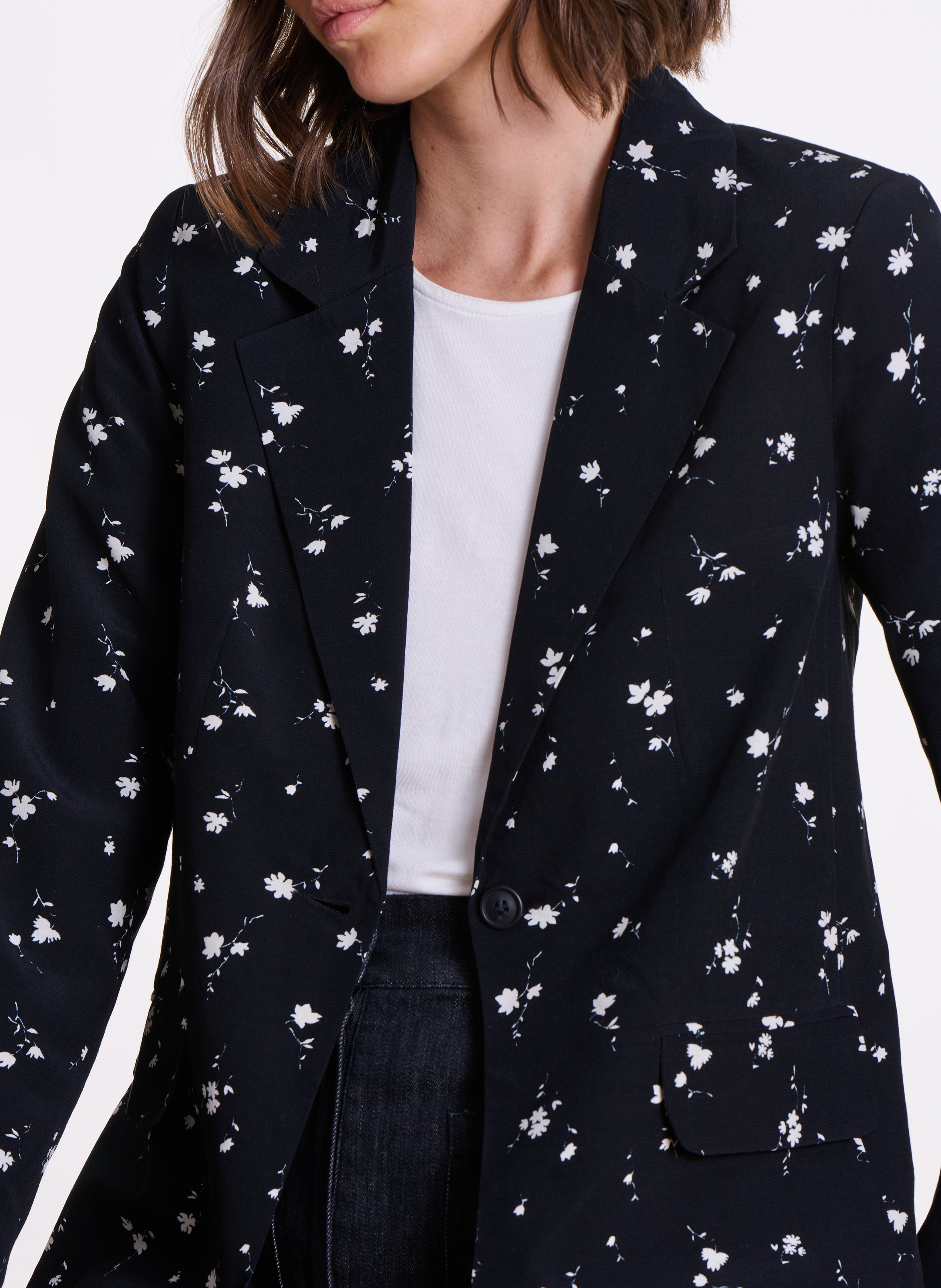 Fitted printed jacket with tailored collar LA FEE MARABOUTEE Black