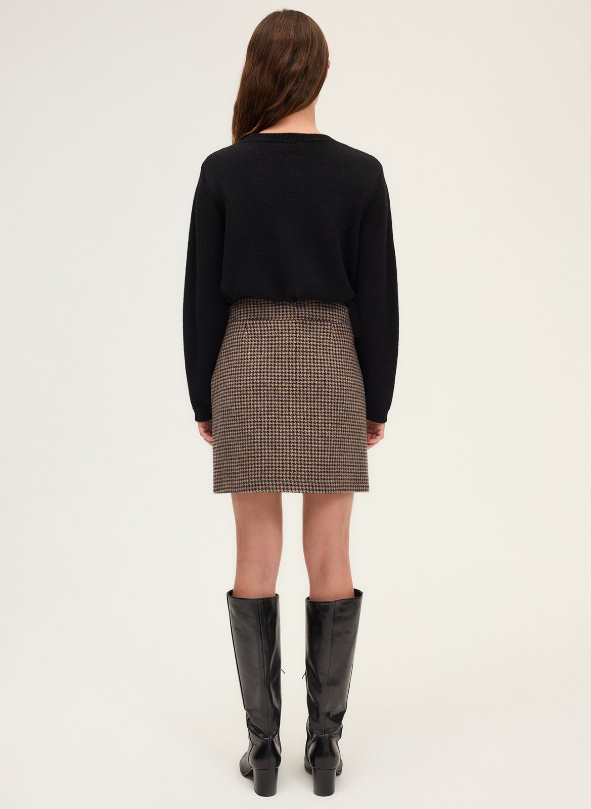 Short straight wool skirt PABLO Beige