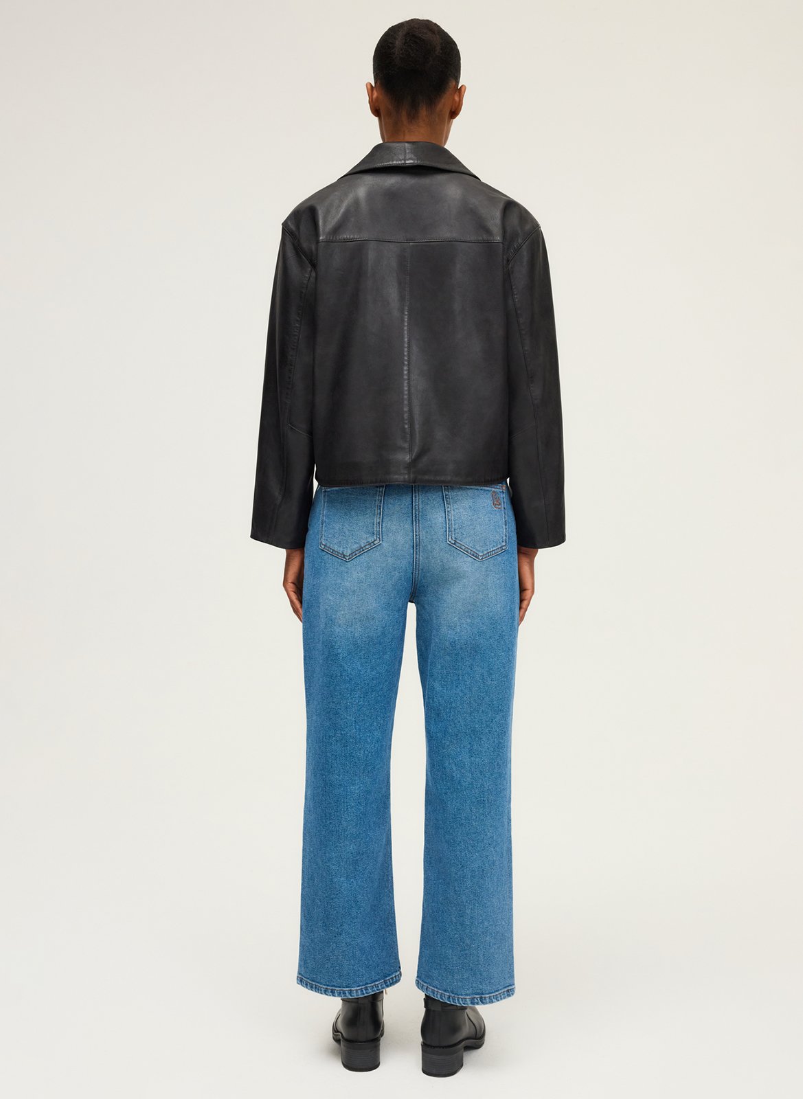 Straight jacket with a leather lapel PABLO Black