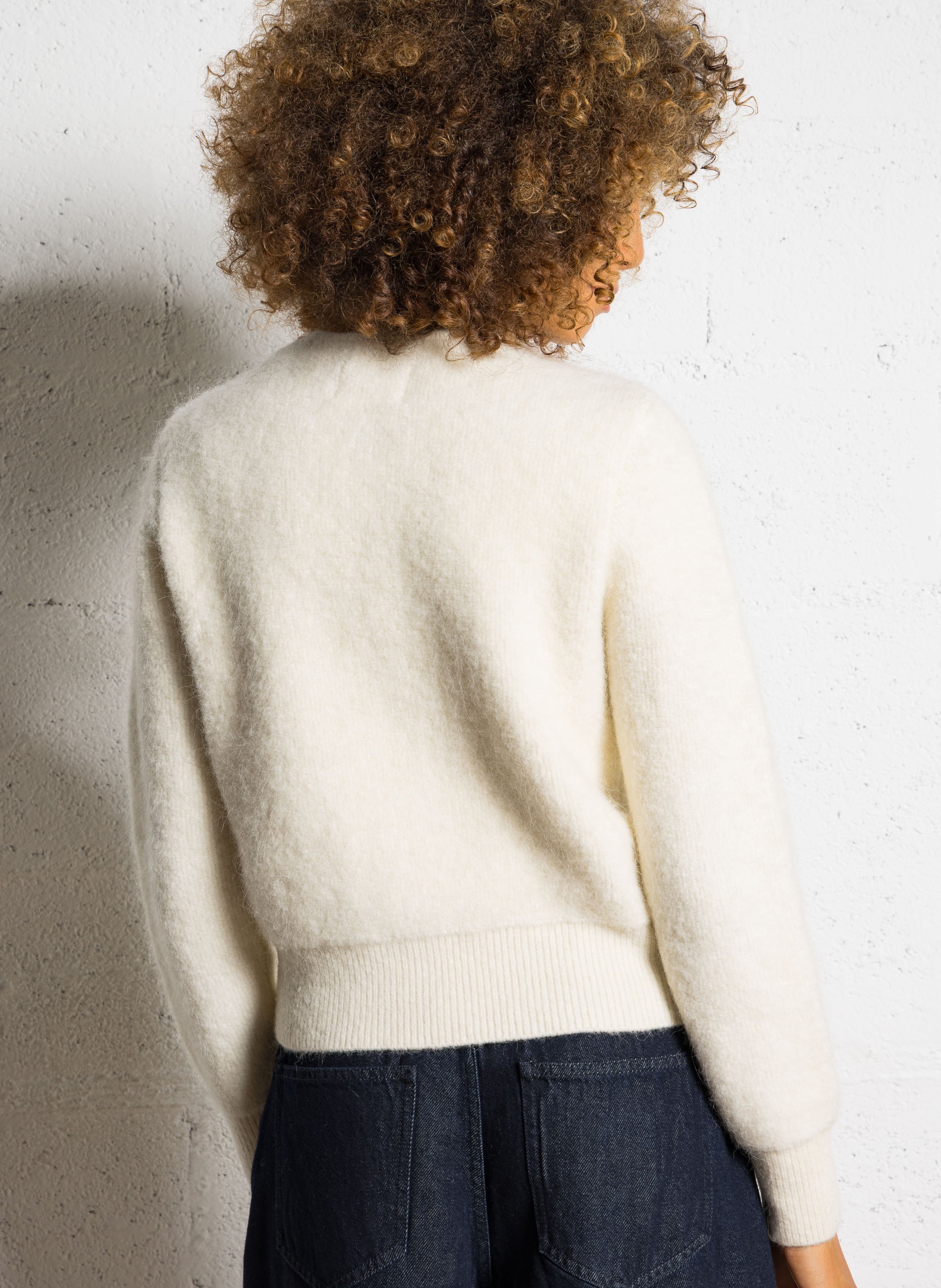 Oversized round neck wool blend vest DES PETITS HAUTS Beige