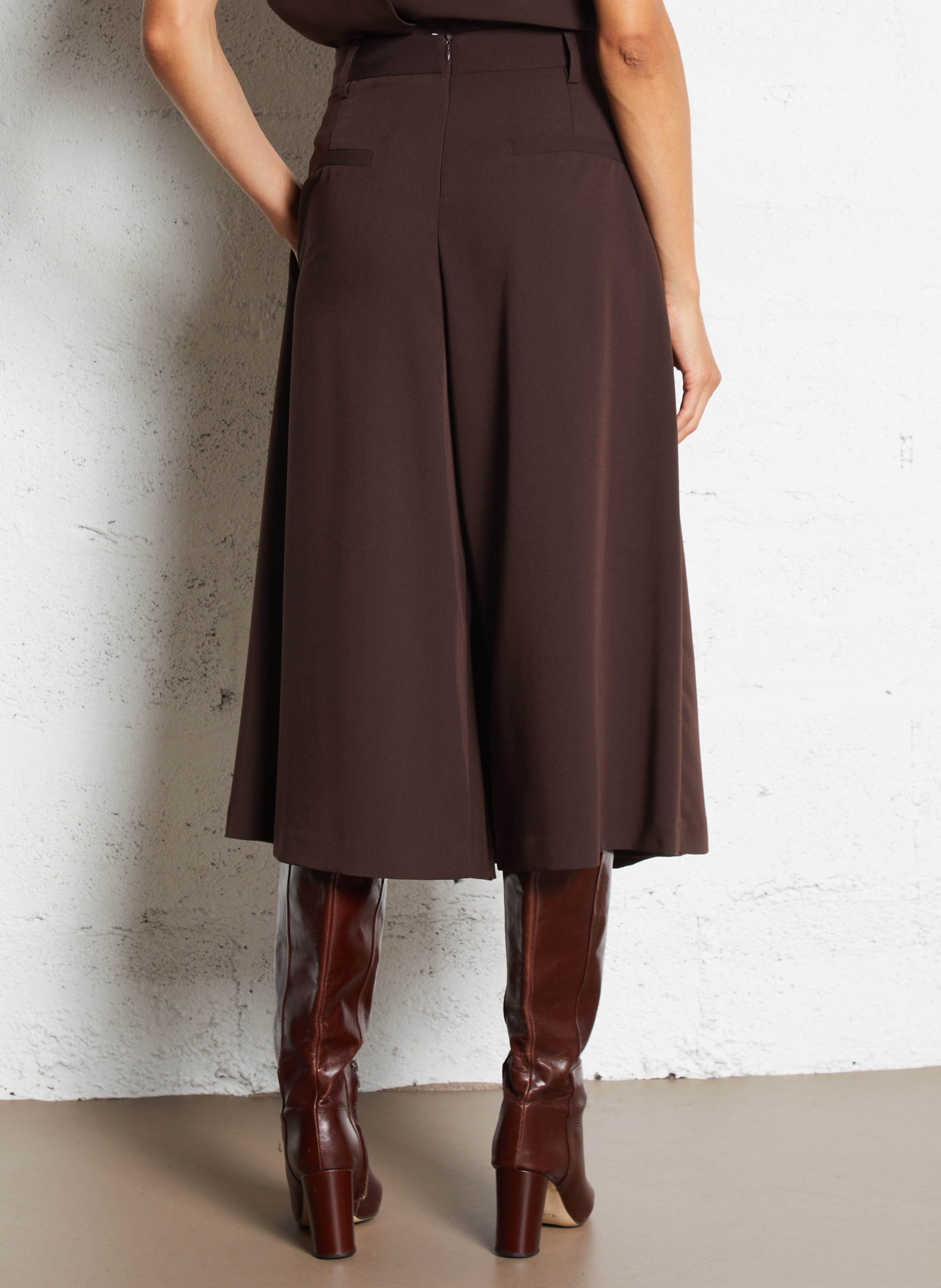 Bermuda jupe culotte à pinces uni  IMPERIAL Marron