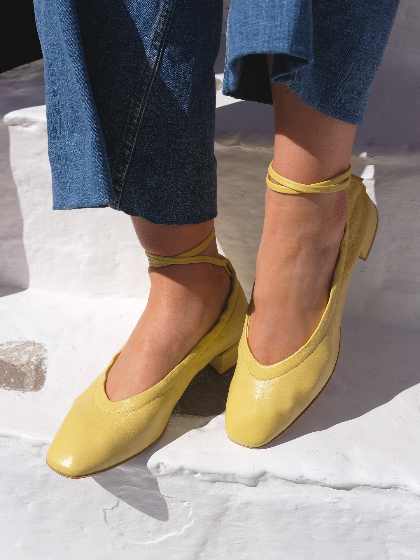 Nappa leather ballet flats EMZI PARIS Yellow