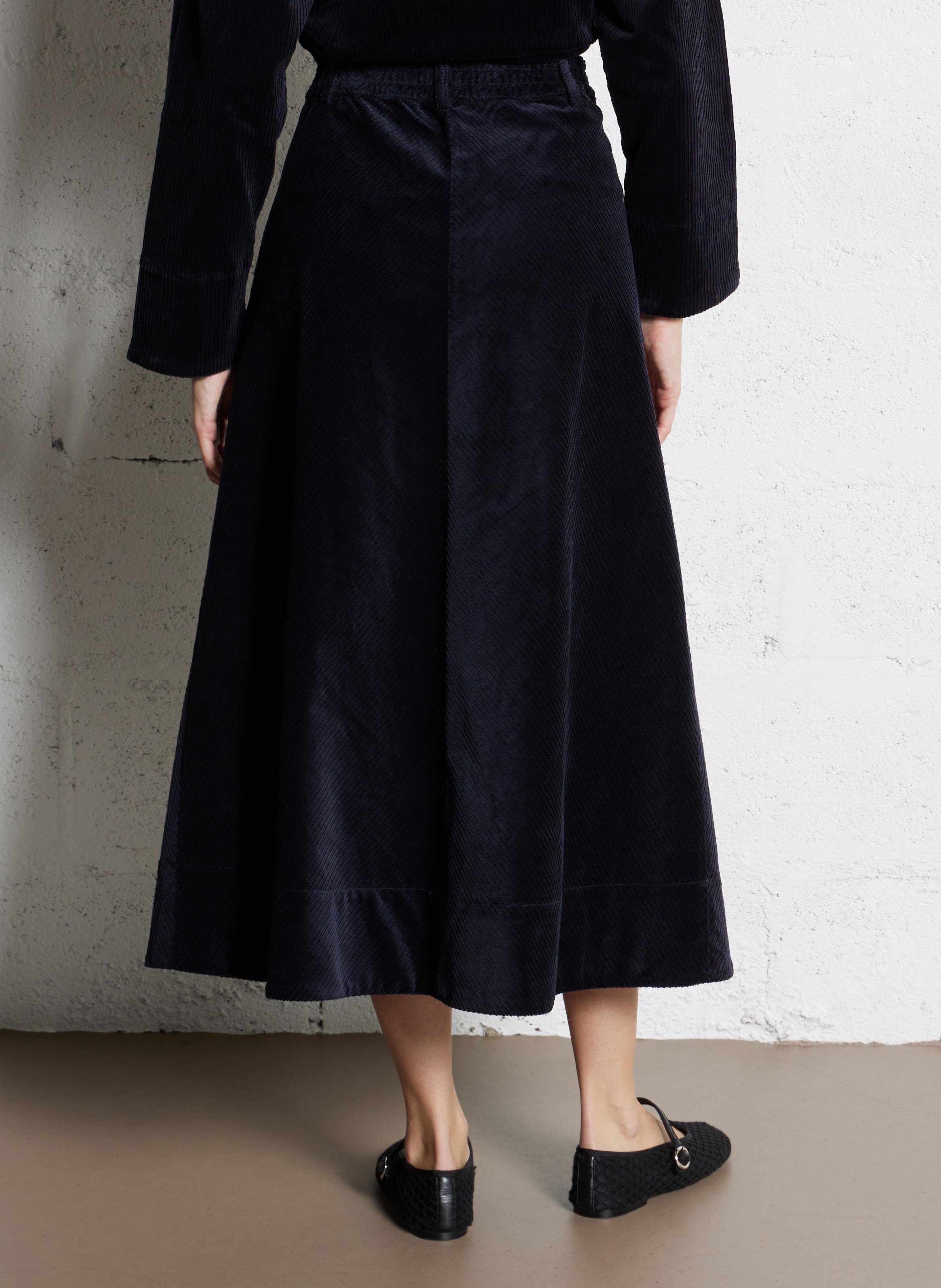 Midi rok van geribbeld fluweel RUE DE TOKYO Blauw