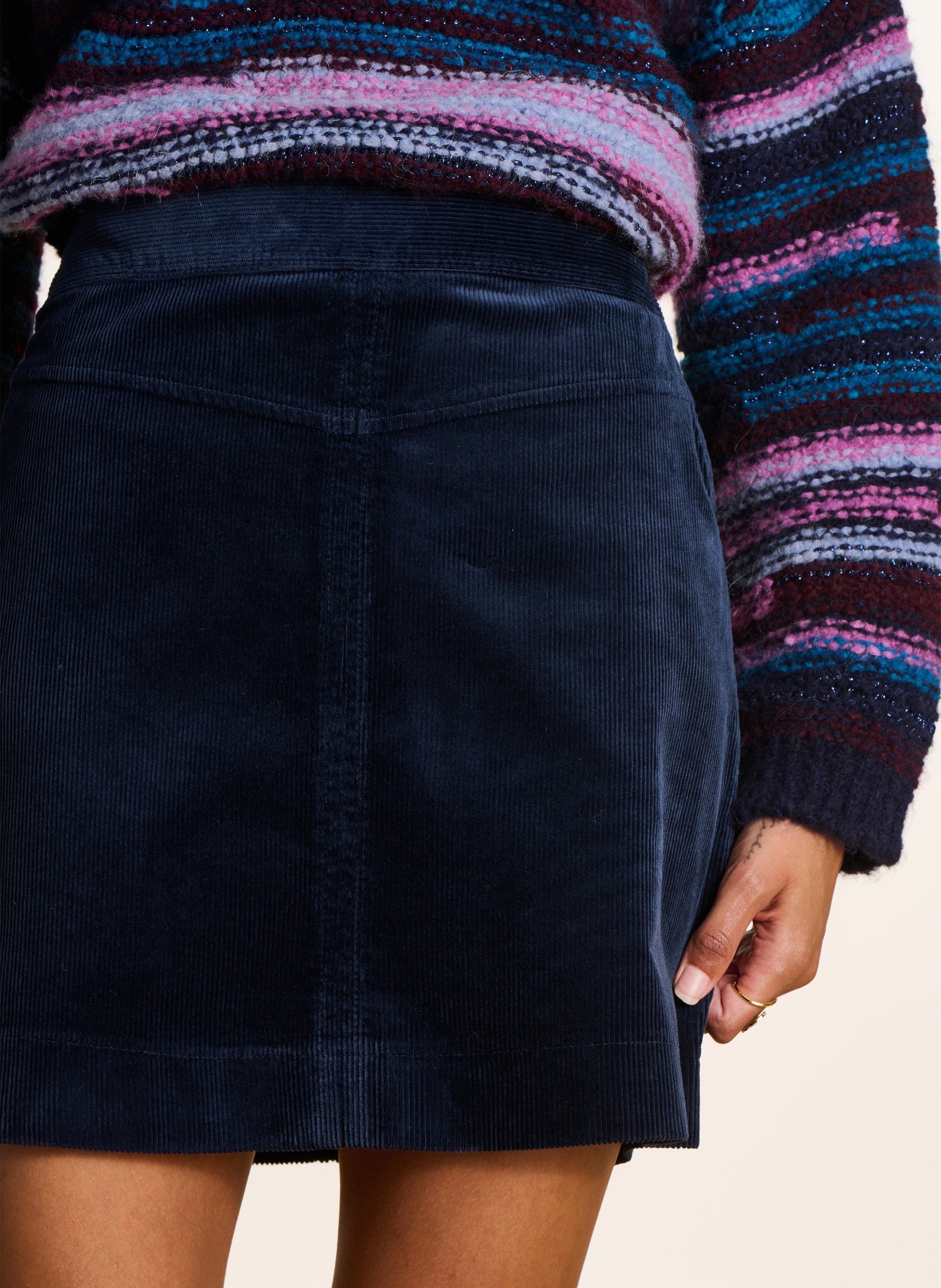 Jupe courte en coton mélangé LA FEE MARABOUTEE Bleu