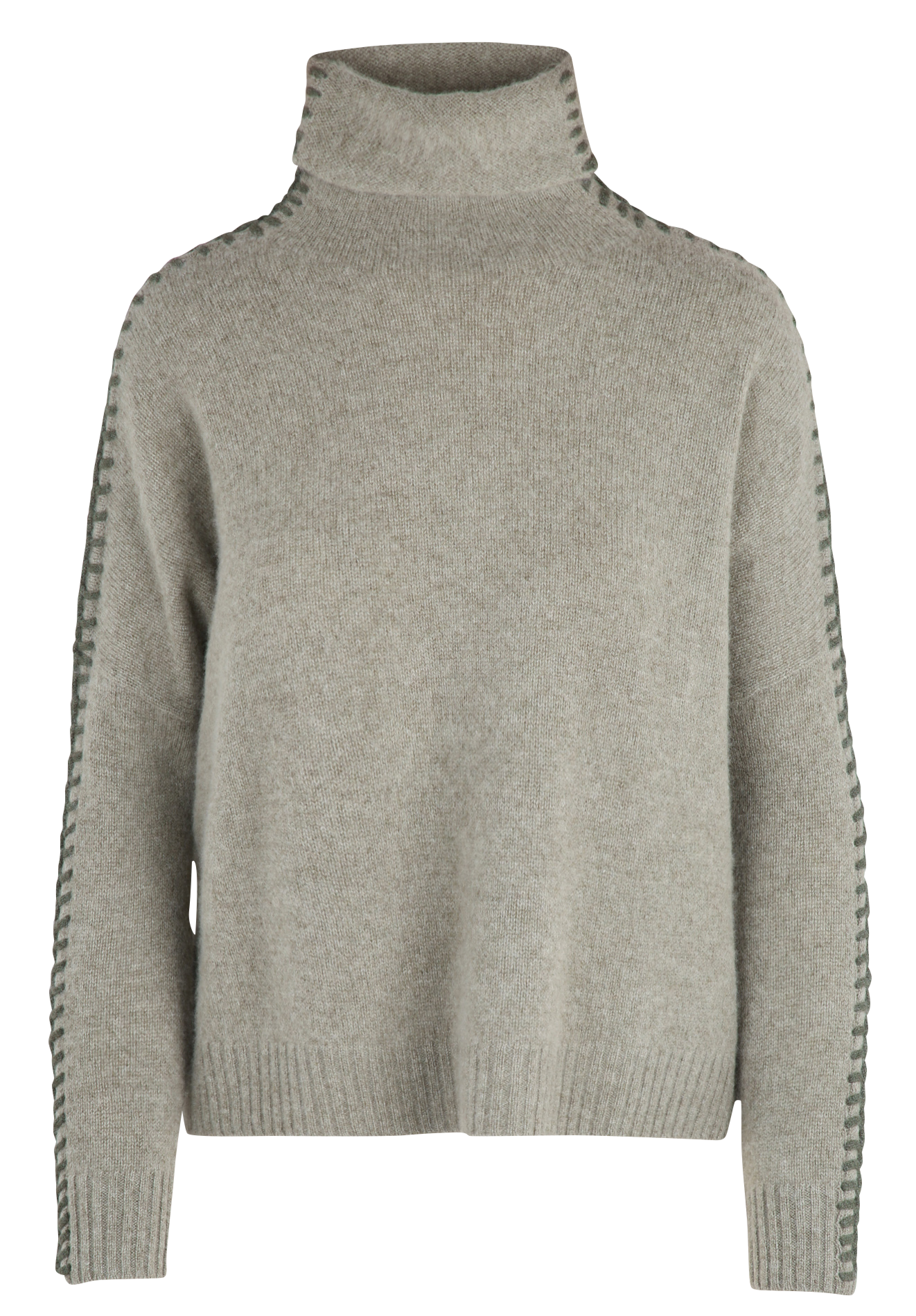 Wijde coltrui van kasjmier KUJTEN Kaki