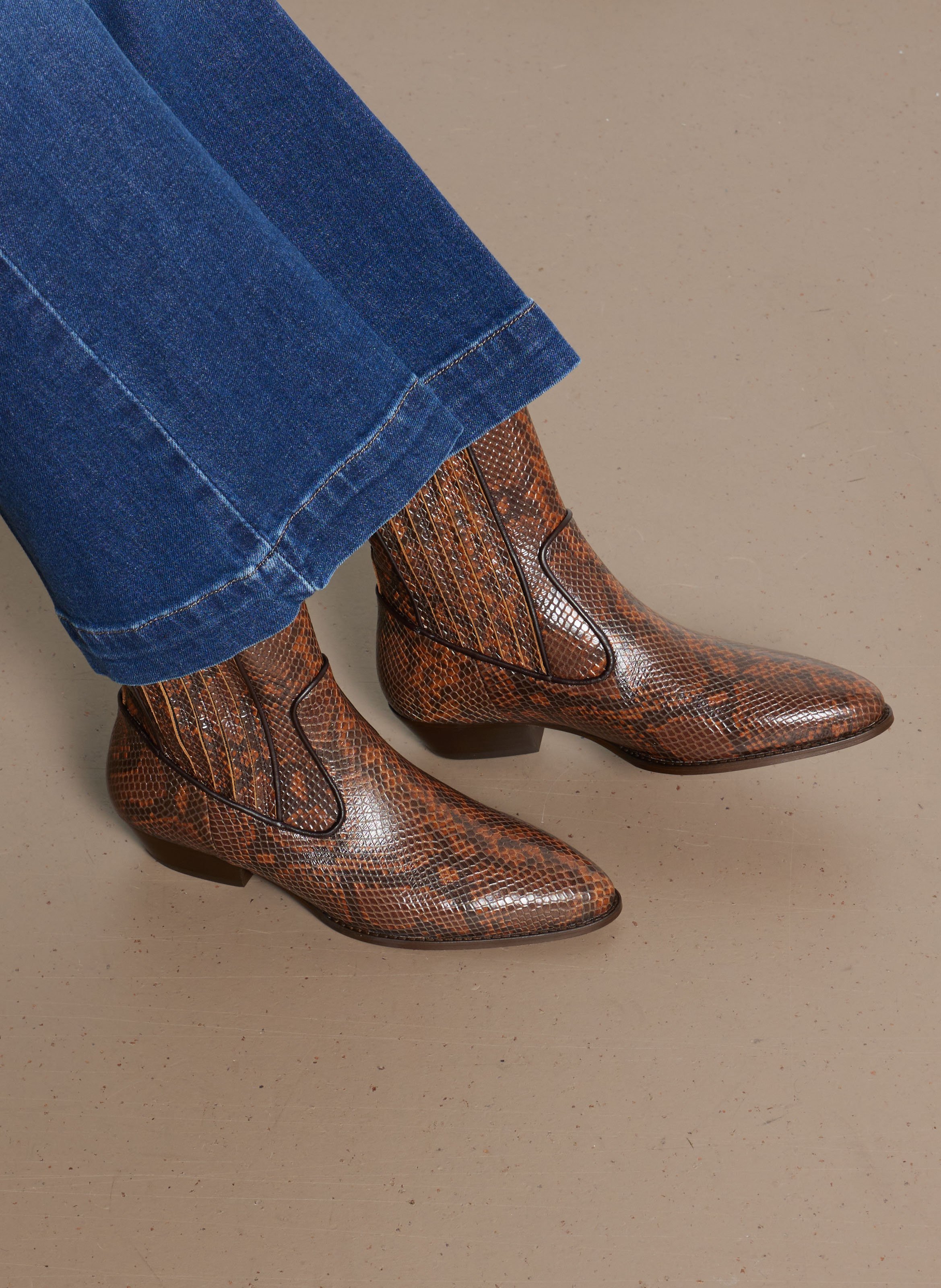 Bottines en cuir SOCQUE PARIS Marron