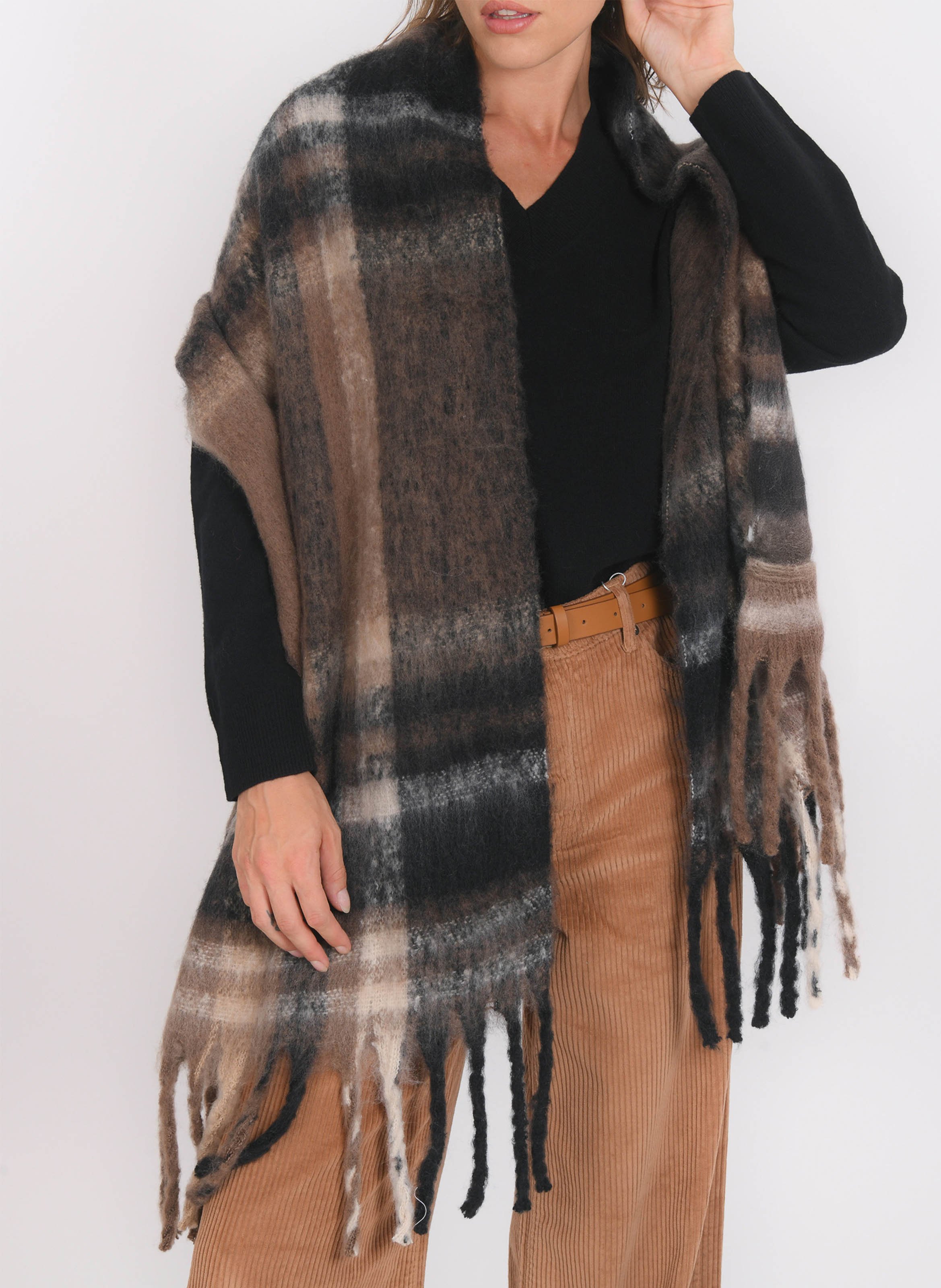 Sjaal met print en franjes KOOKAI