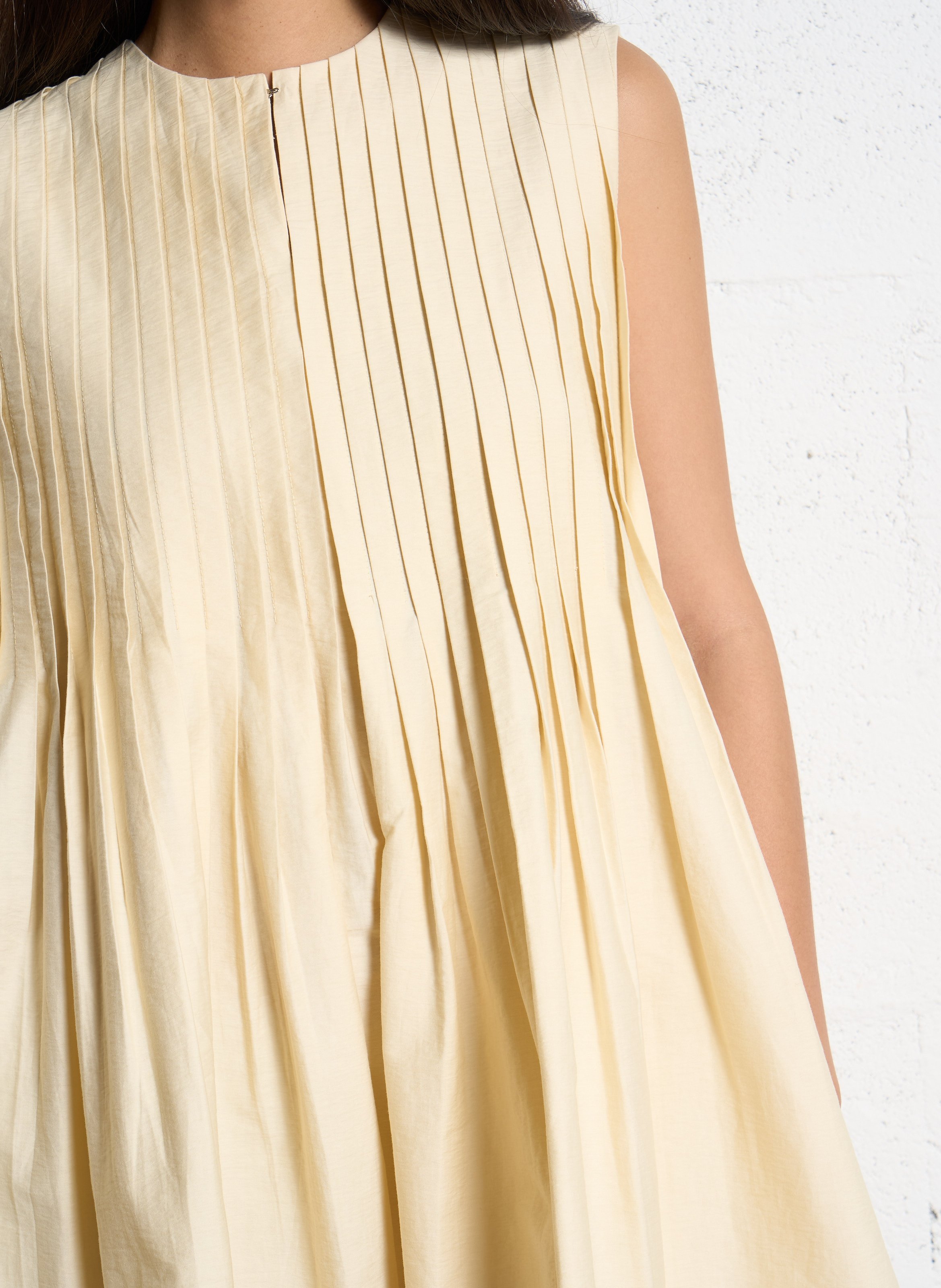 Robe courte col rond en coton mélangé SUNCOO Jaune