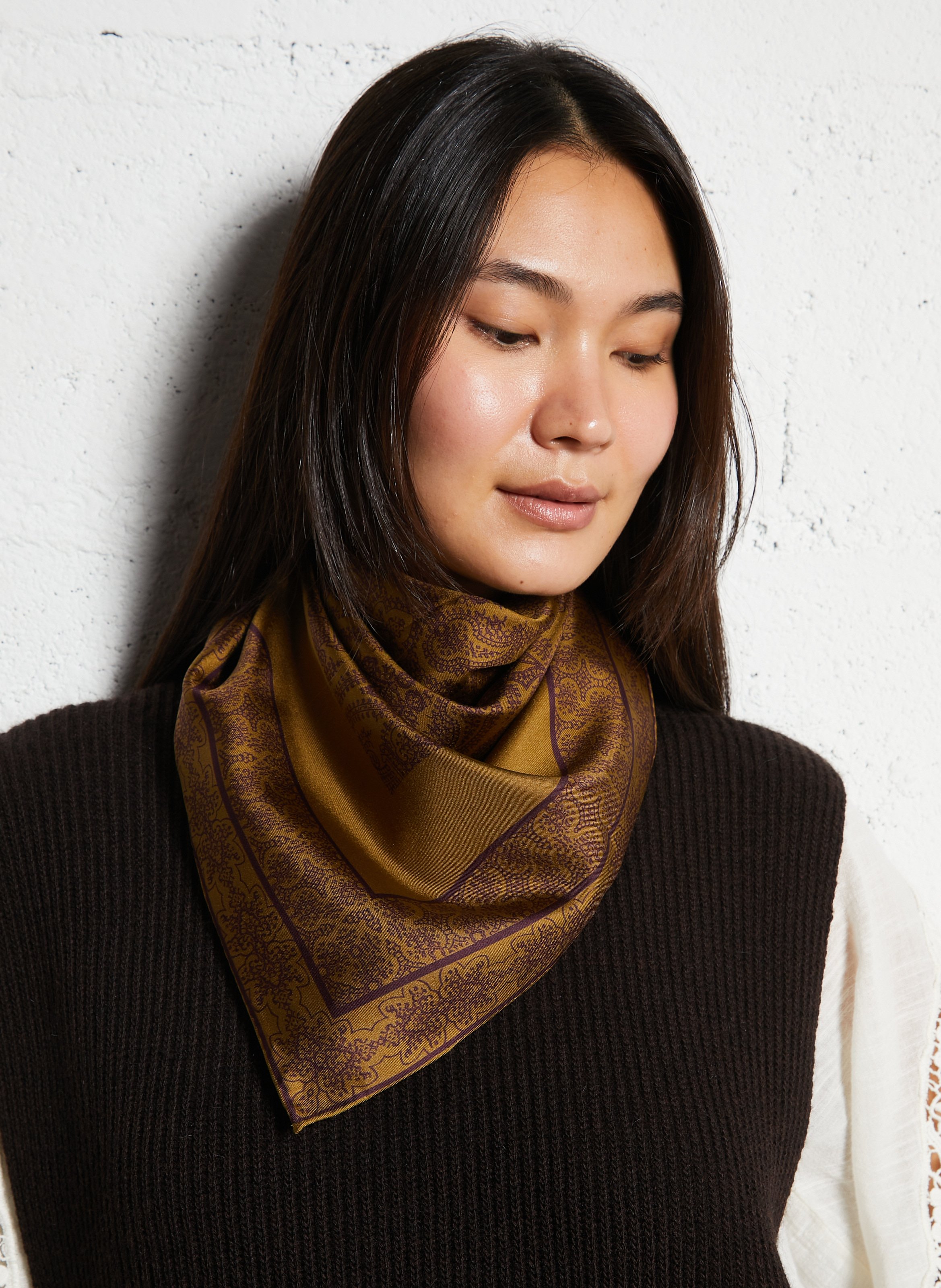 Attitude printed silk scarf MAISON 123