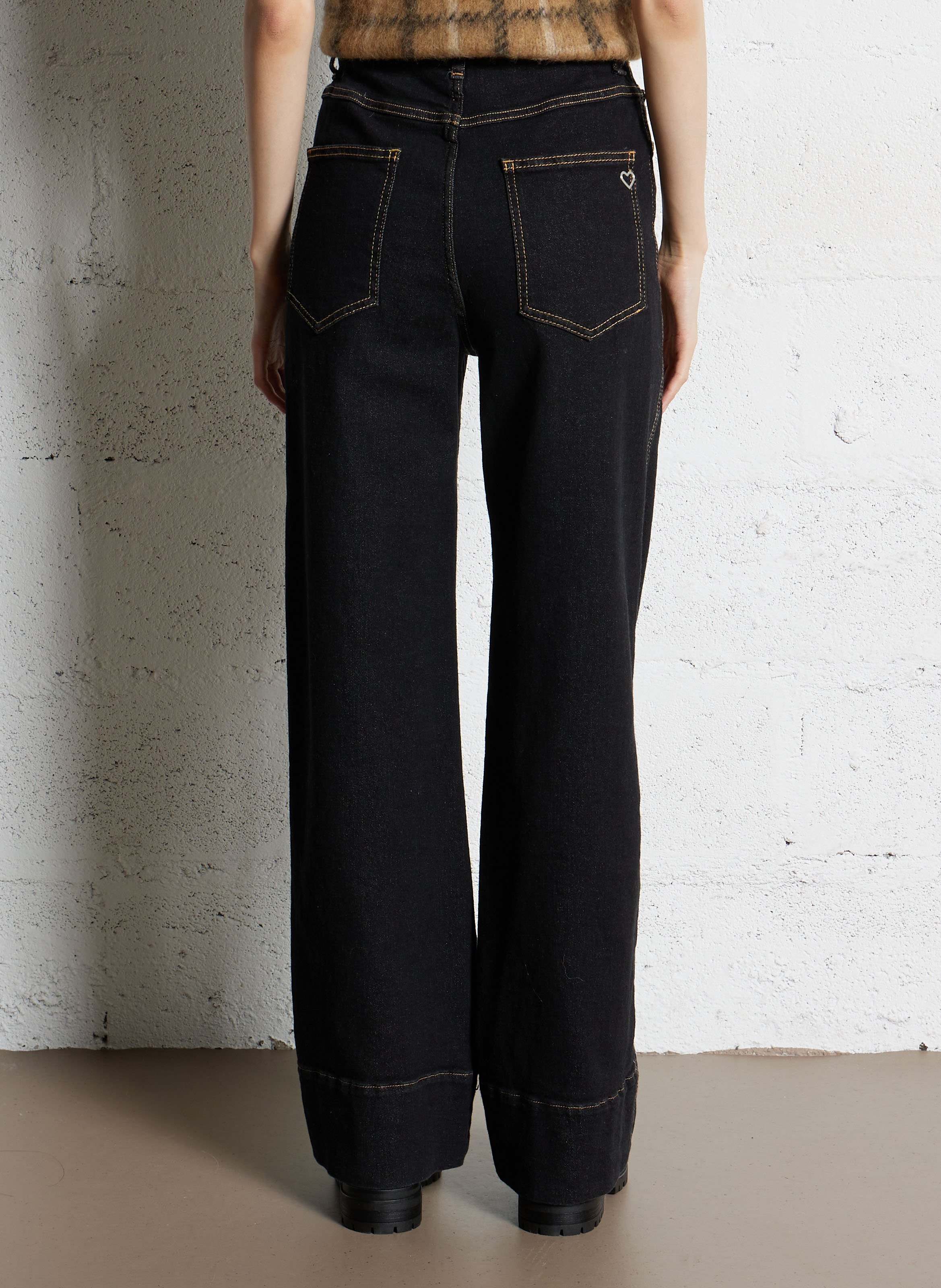 Jean droit en coton mélangé PLEASE Noir