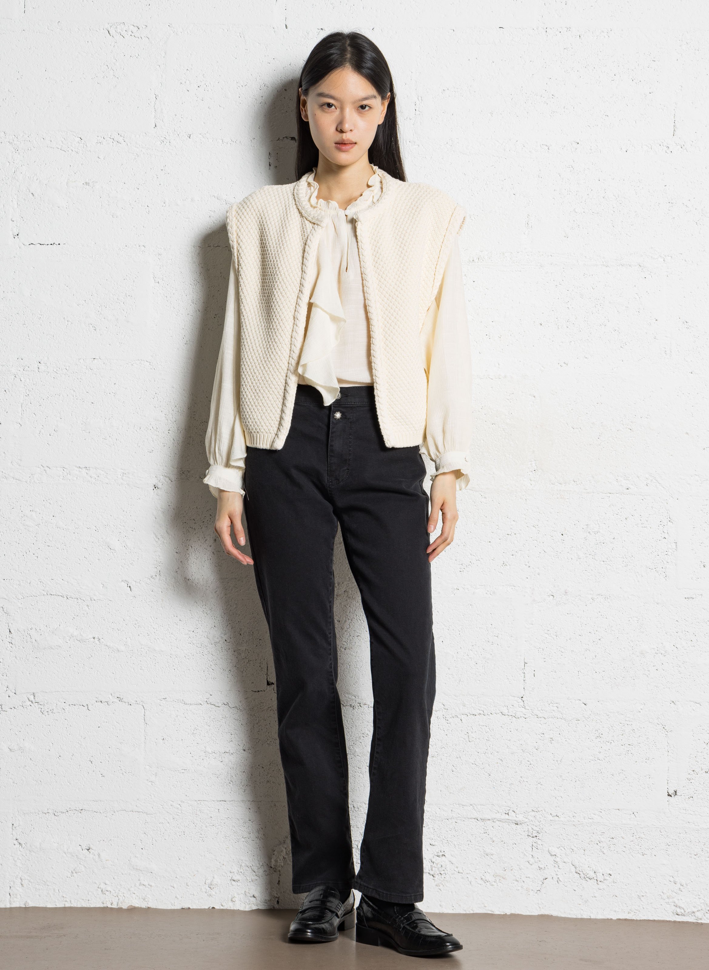 Jean droit en coton mélangé PLEASE Noir