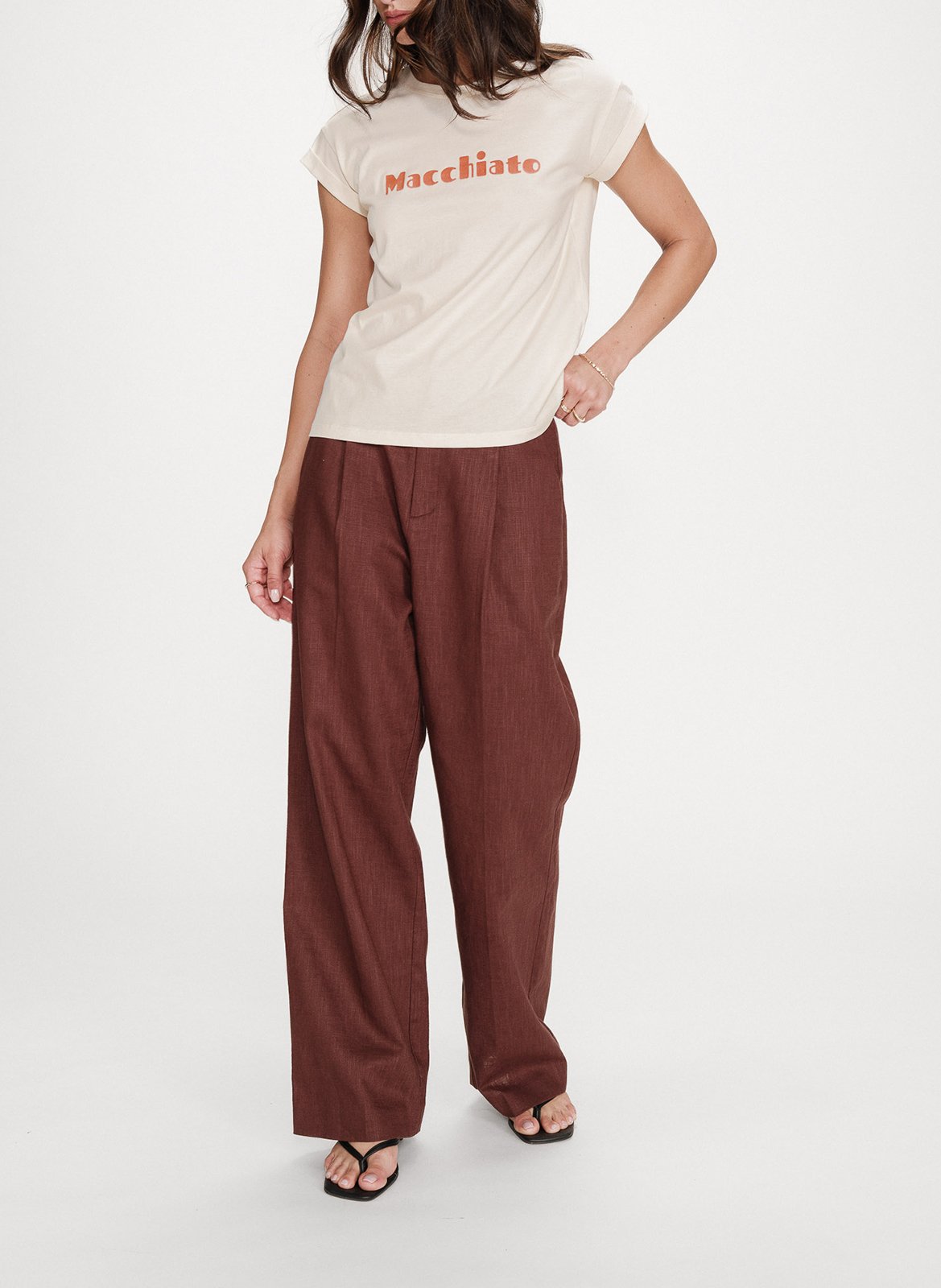 Tee-shirt col rond en coton  GRACE ET MILA Marron