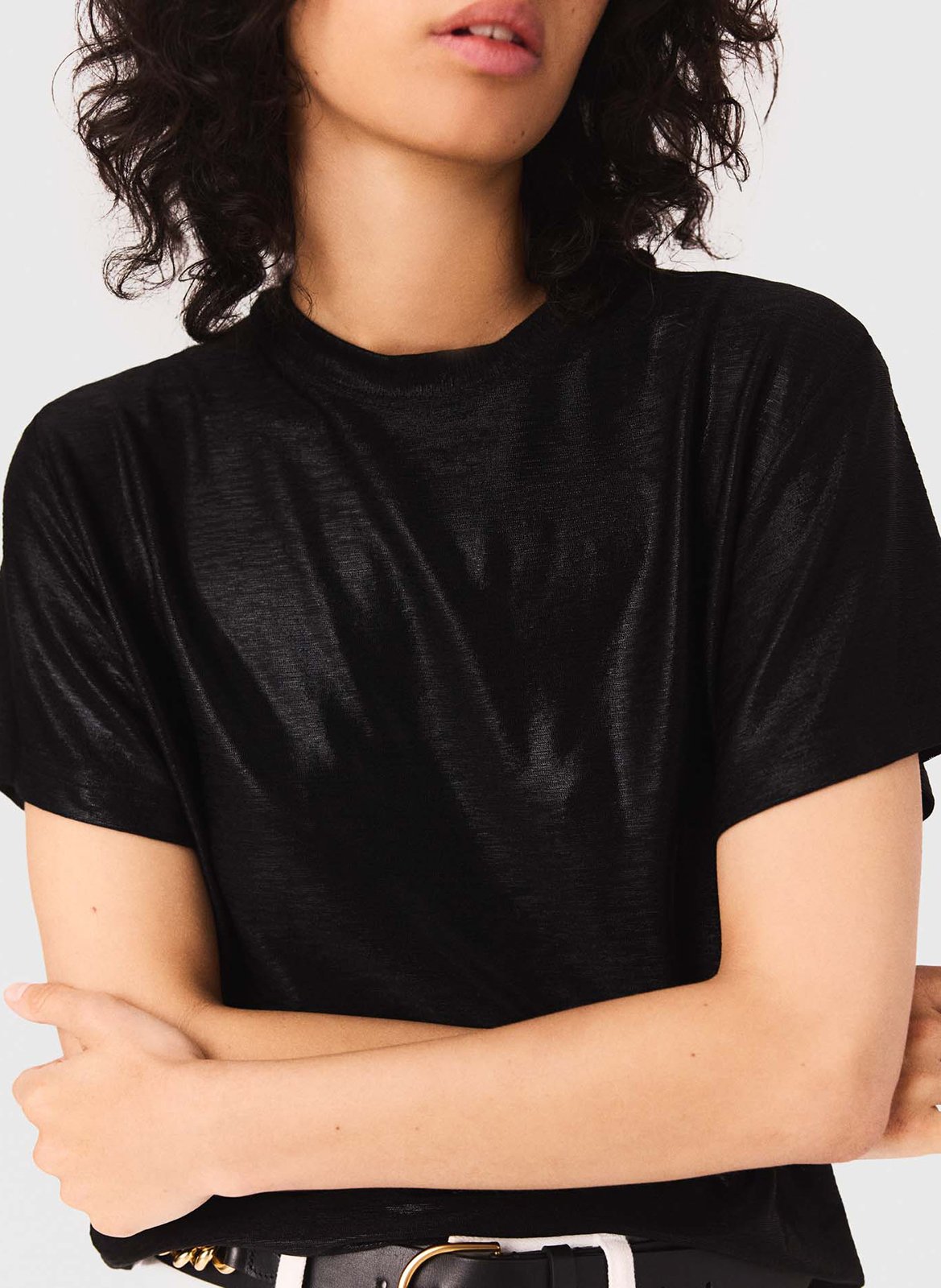 Pailletten T-Shirt MAJE Schwarz