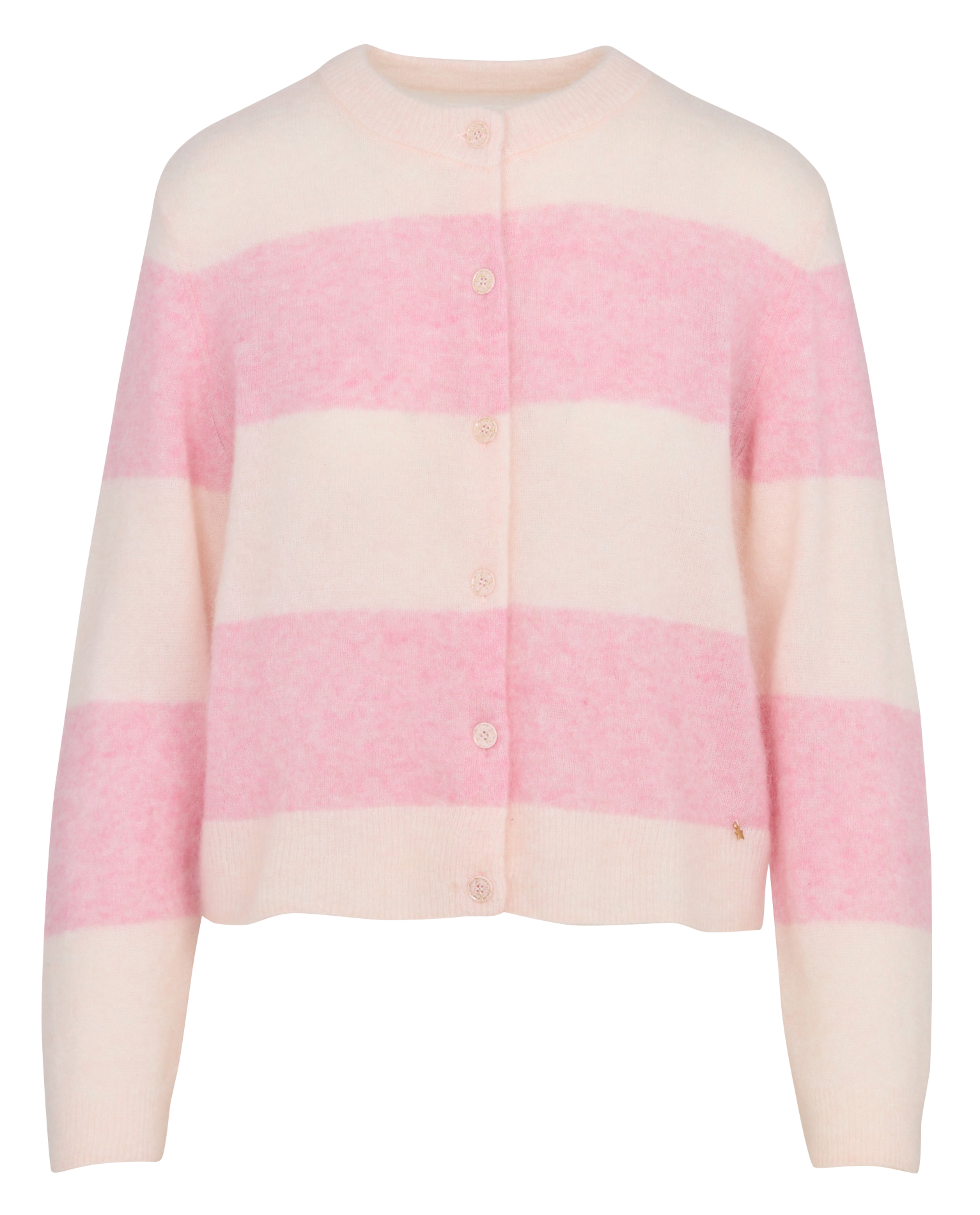 Vest met ronde hals en strepen in gemengde wol DES PETITS HAUTS