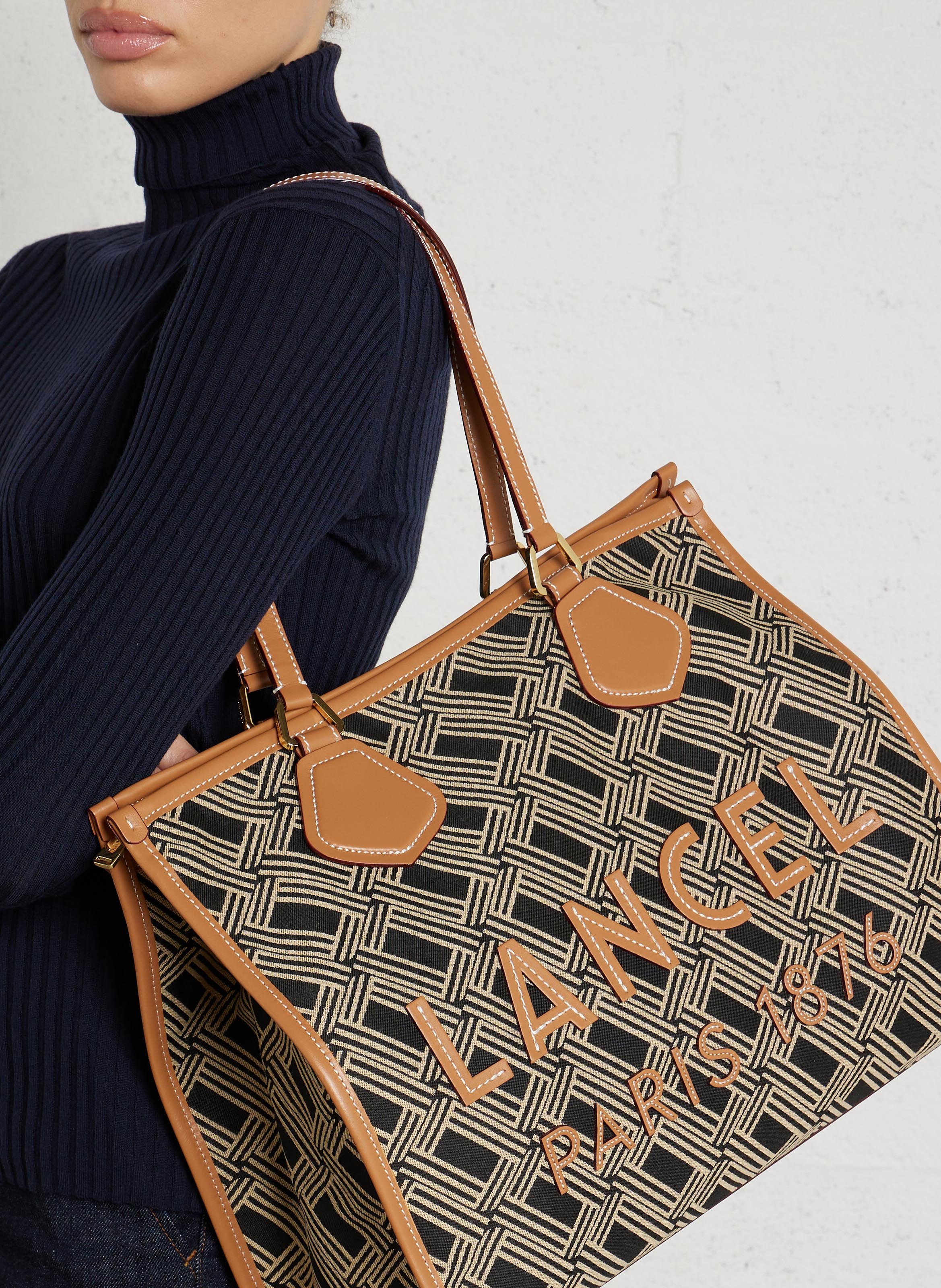 Sac cabas monogramme en cuir LANCEL Multicolore