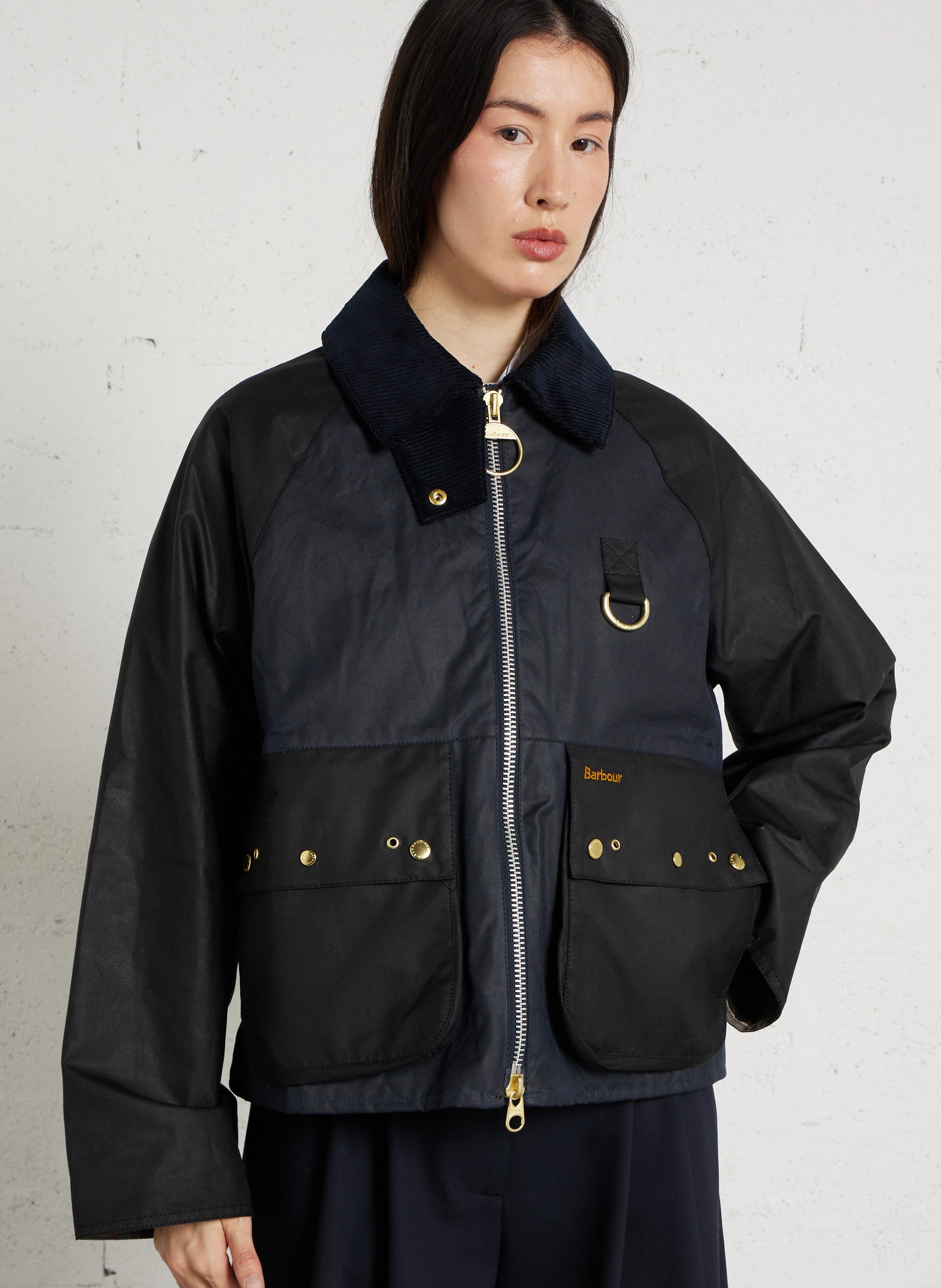 Jas met ritssluiting in gewaxt recht model BARBOUR Blauw