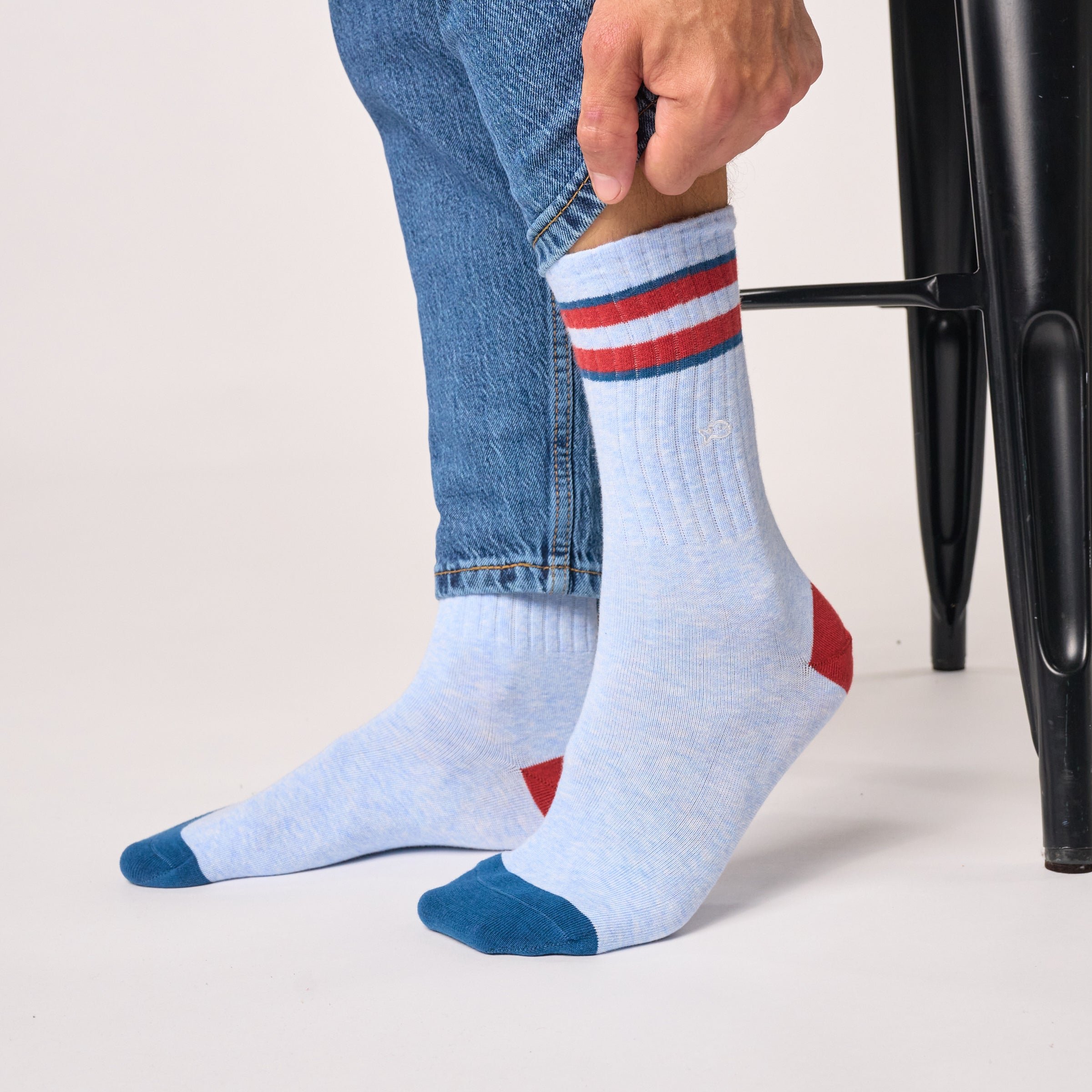 Combed cotton retro socks Blue