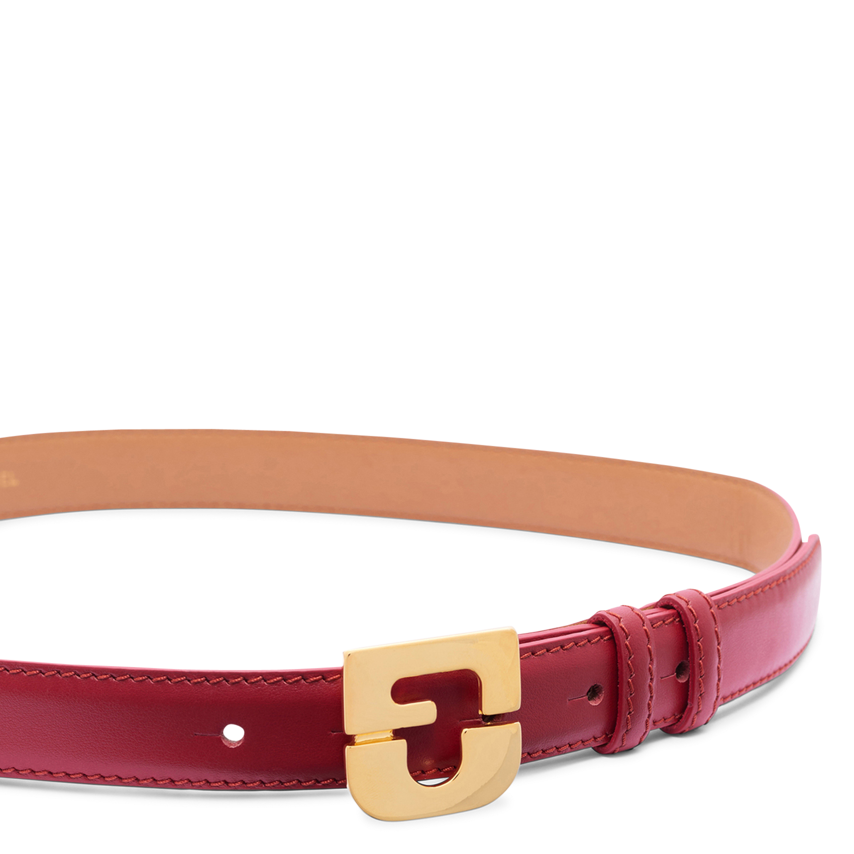 Thin leather belt with buckle GERARD DAREL Red