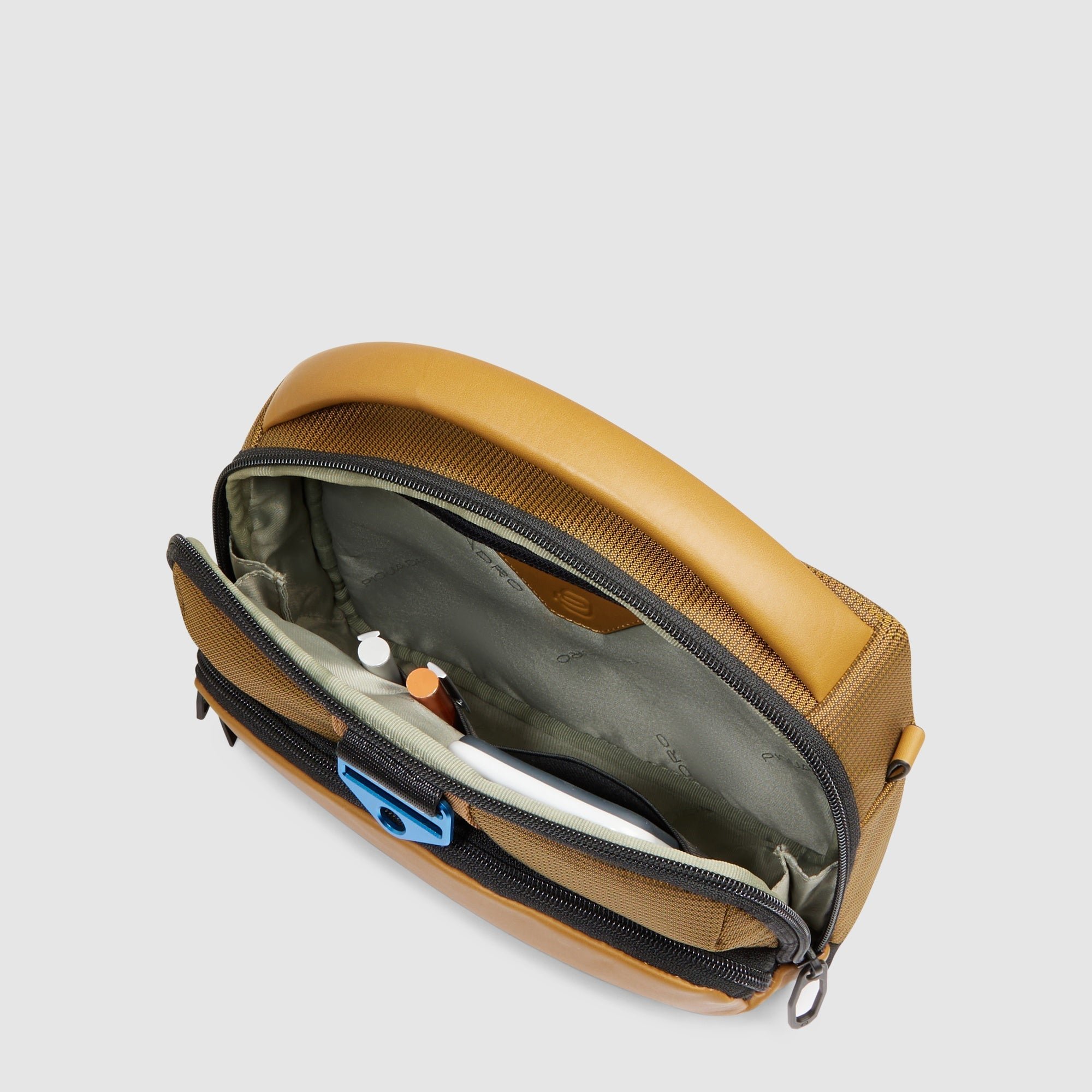 Men's crossbody bag made from bio-based material PIQUADRO Brown