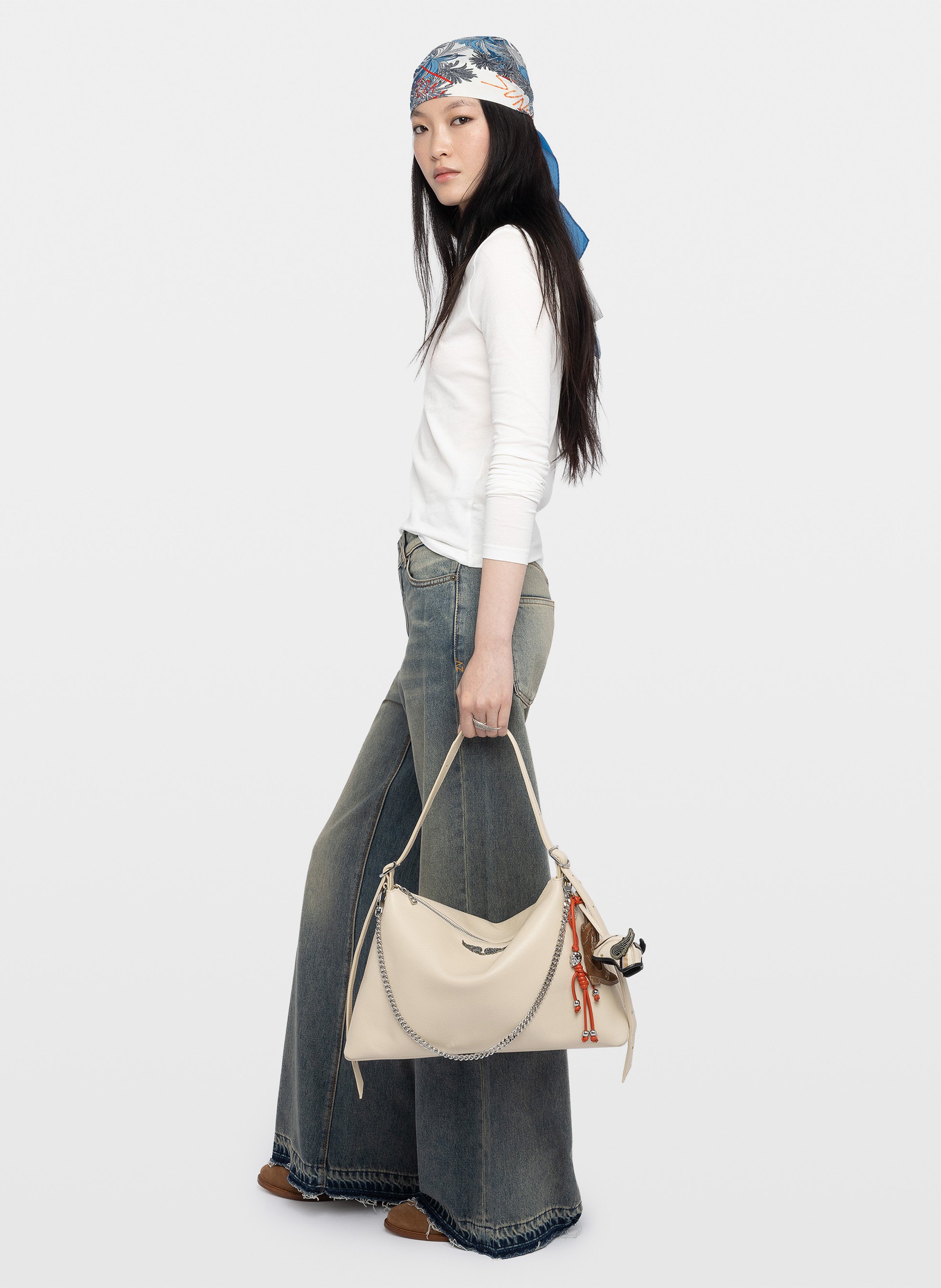 T-shirt met opstaande kraag en decoratieve broche ZADIG&VOLTAIRE Wit