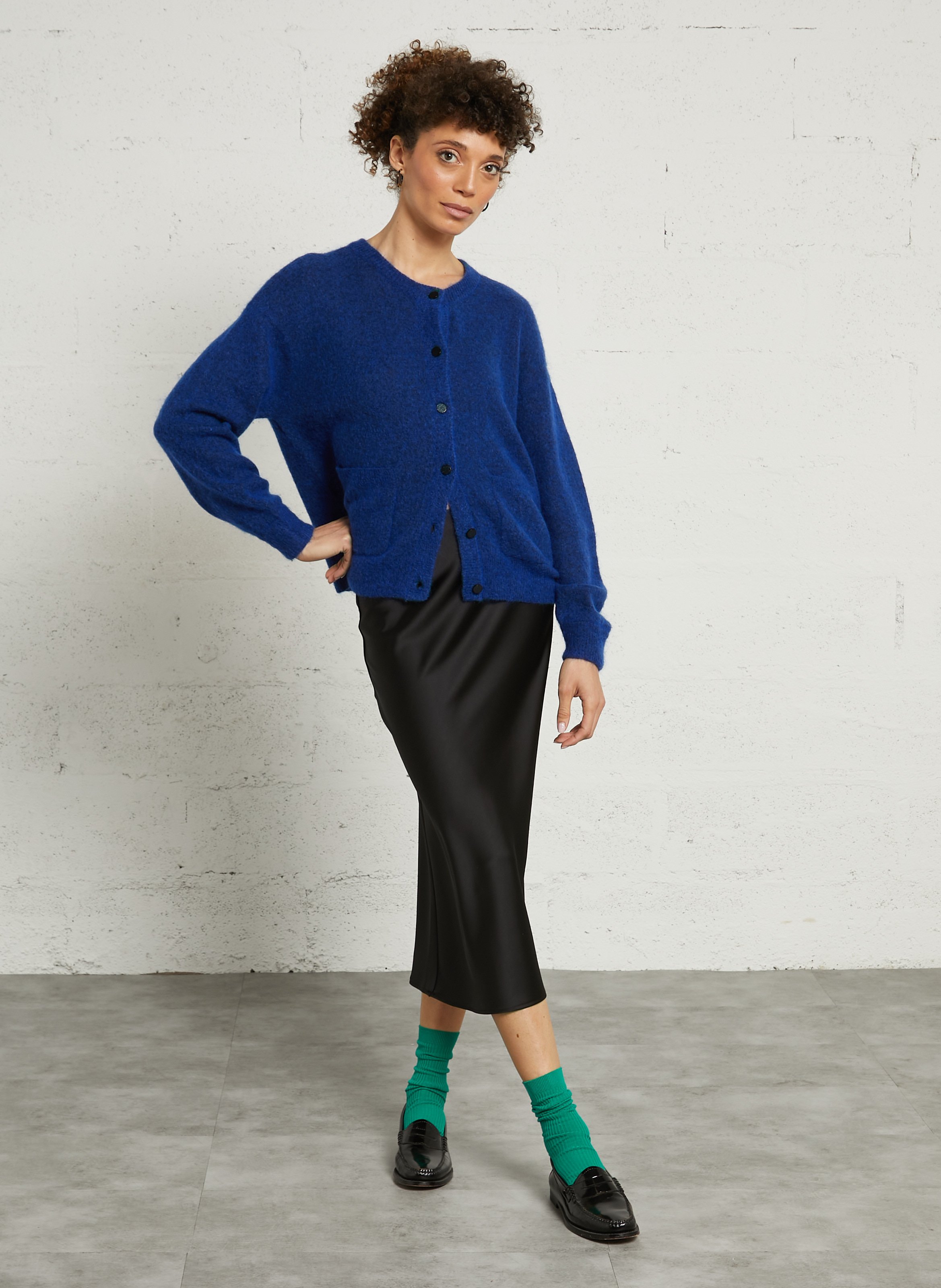 Long satin-effect skirt IMPERIAL Black