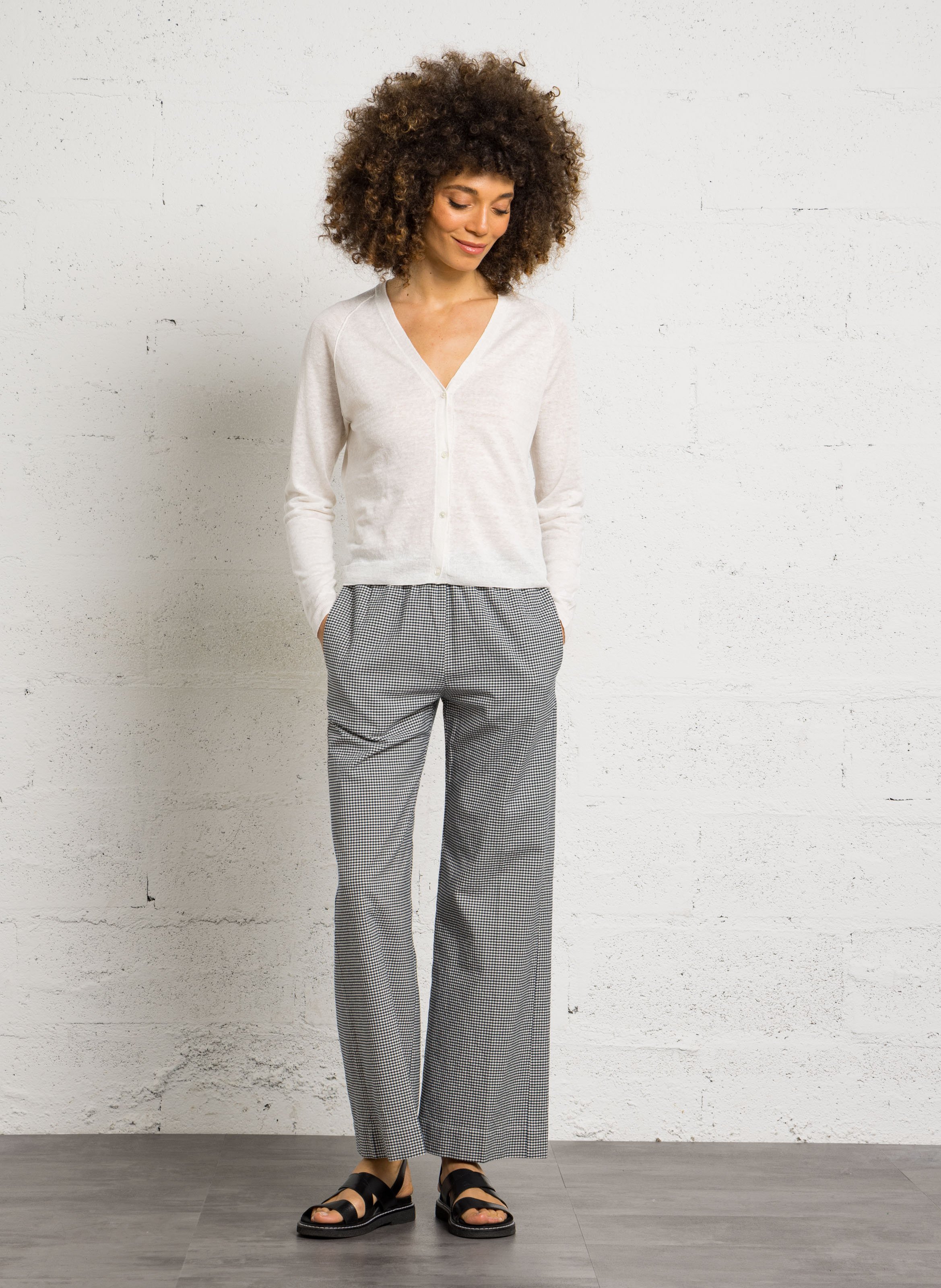 Pantalon large à carreaux de Vichy HARTFORD Multicolore