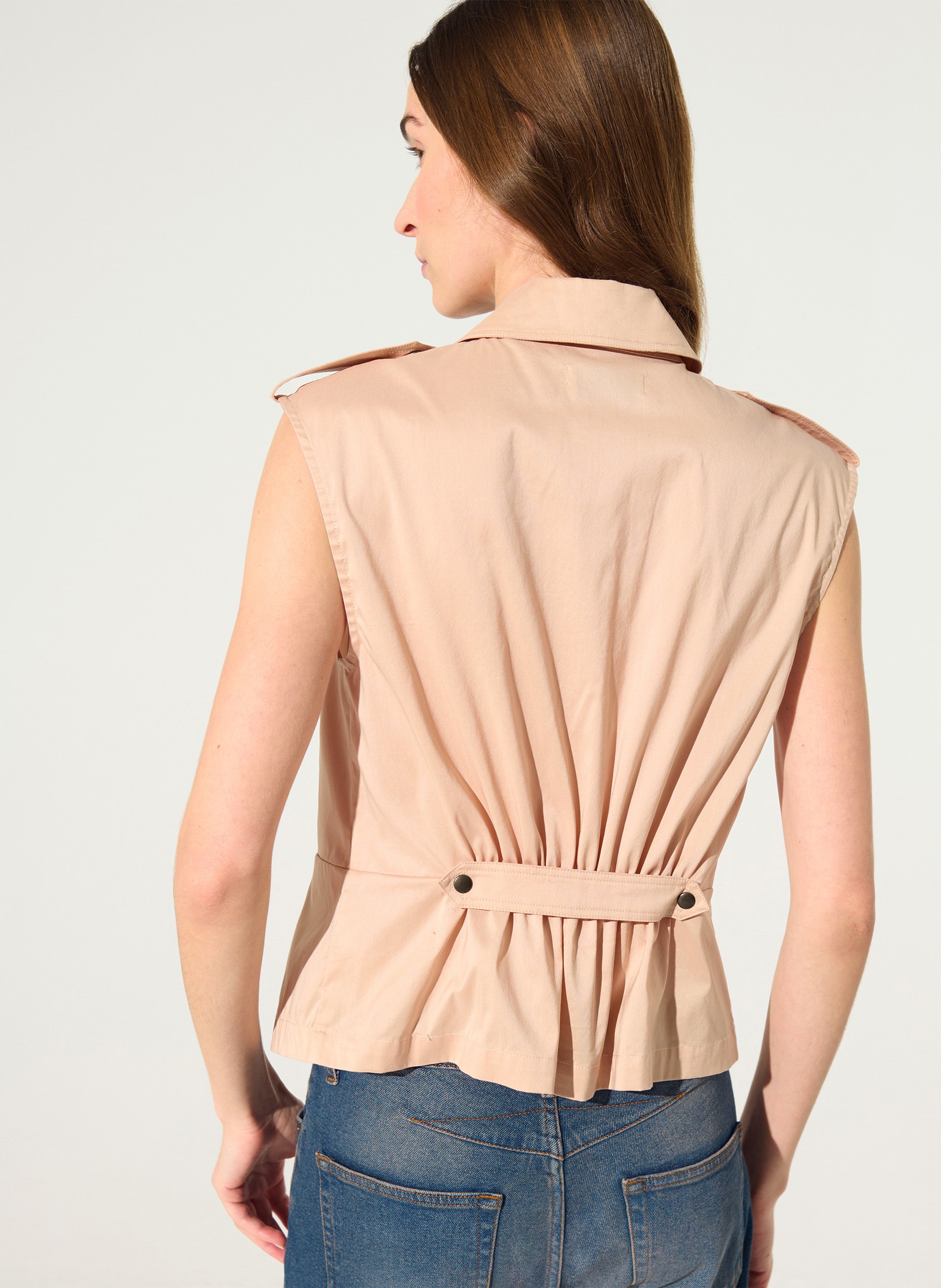 Chemise col tailleur en coton mélangé COTELAC Rose